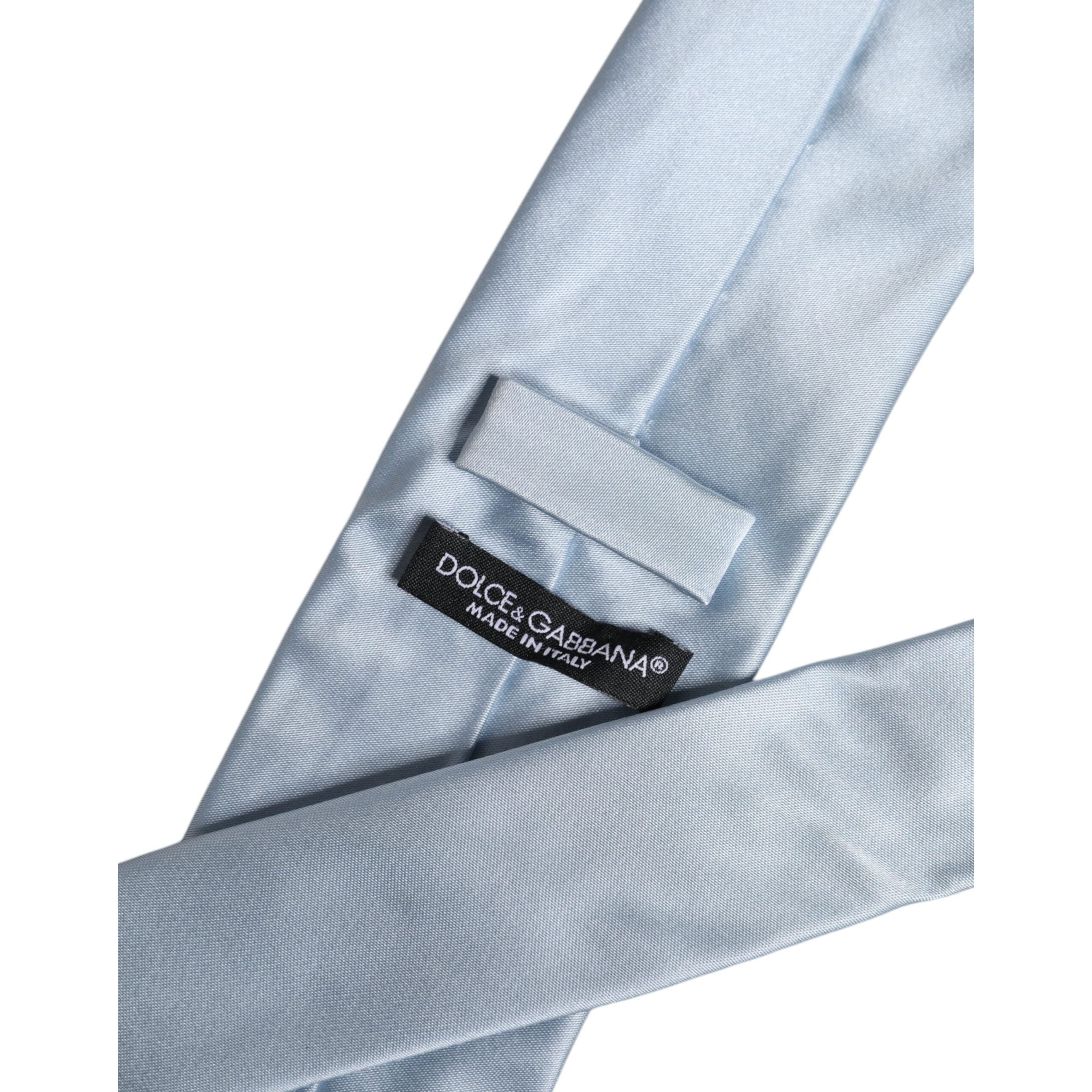 Dolce & Gabbana Light Blue Solid Silk Necktie Tie