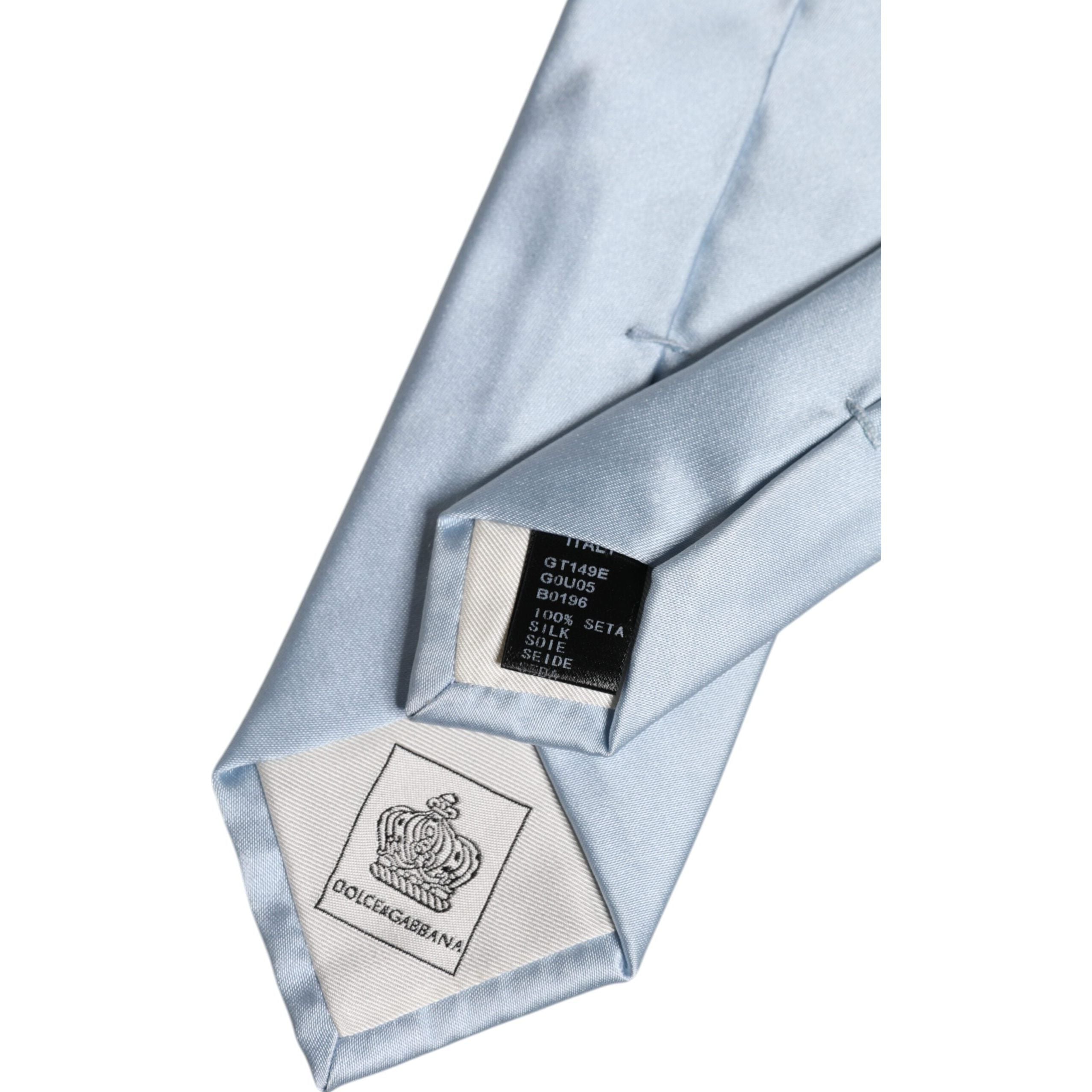 Dolce & Gabbana Light Blue Solid Silk Necktie Tie