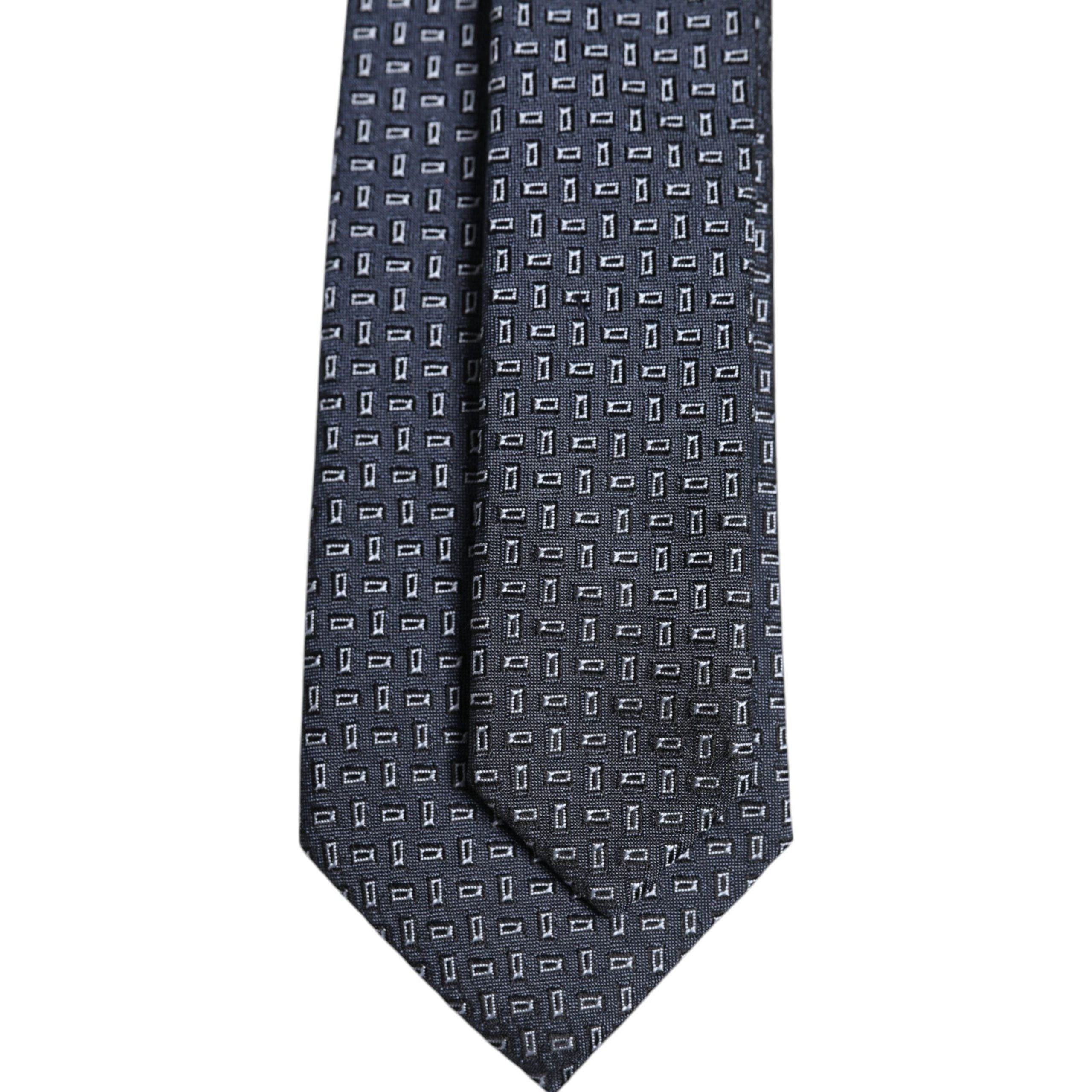 Dolce & Gabbana Dark Blue Patterned Silk Adjustable Tie