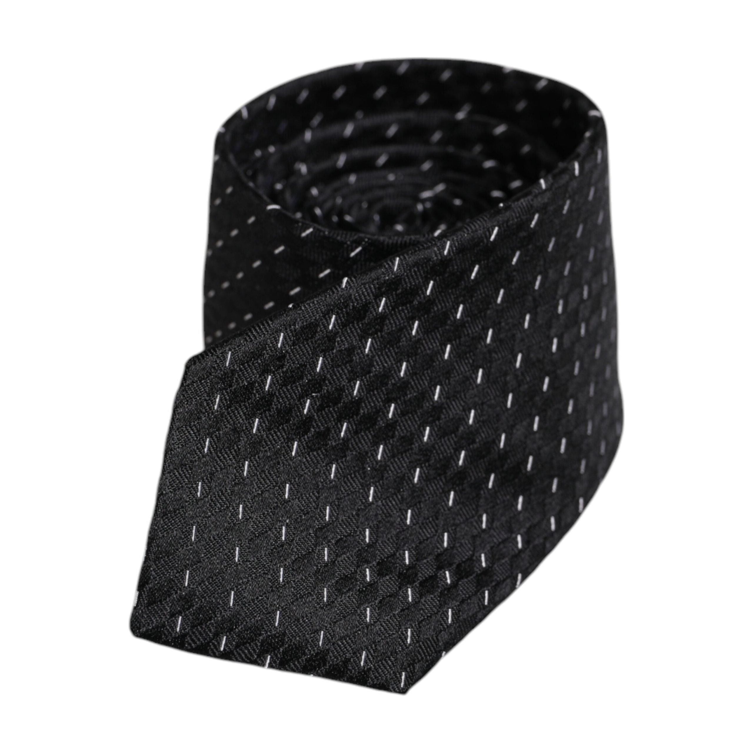 Dolce & Gabbana Black Patterned Silk Adjustable Necktie Tie