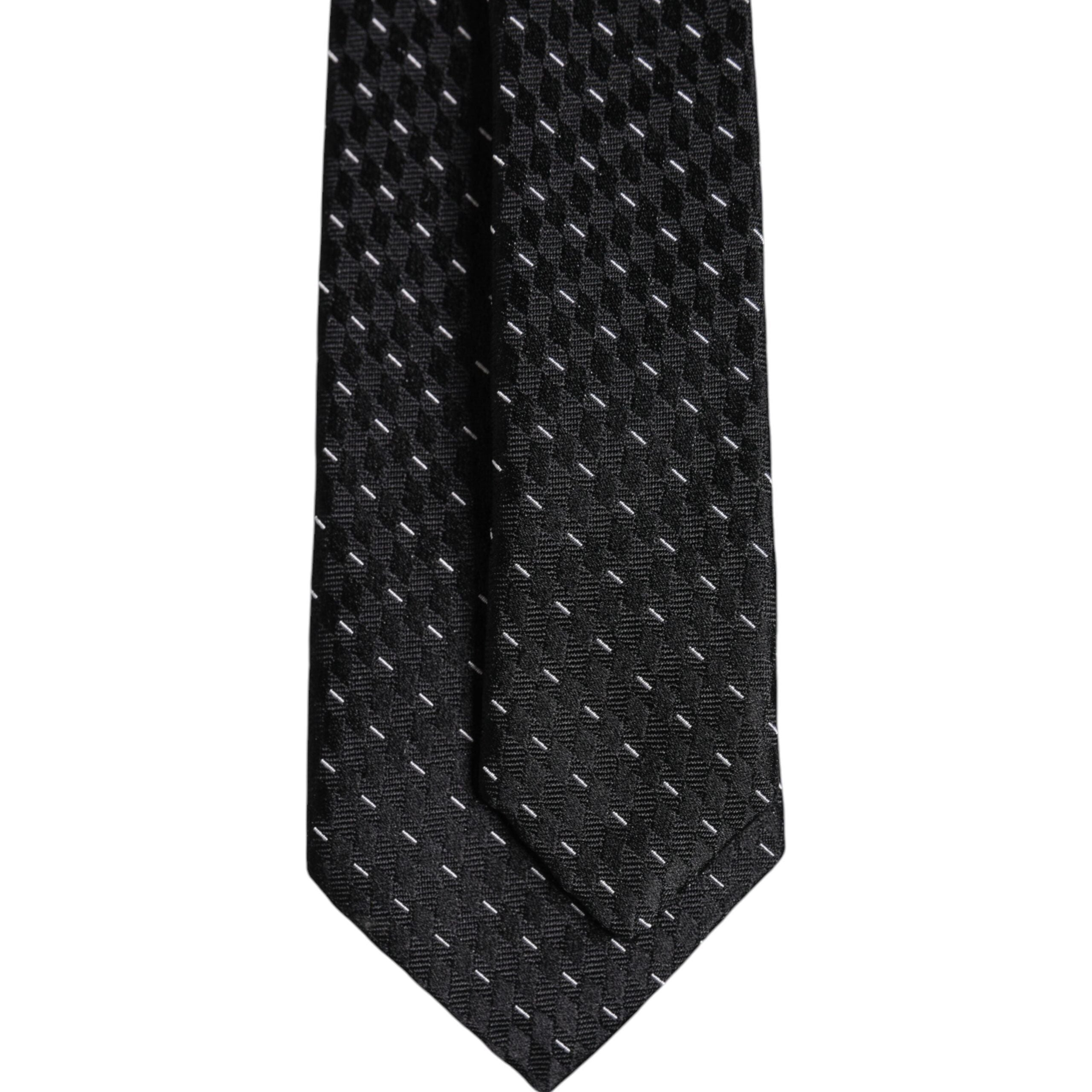 Dolce & Gabbana Black Patterned Silk Adjustable Necktie Tie