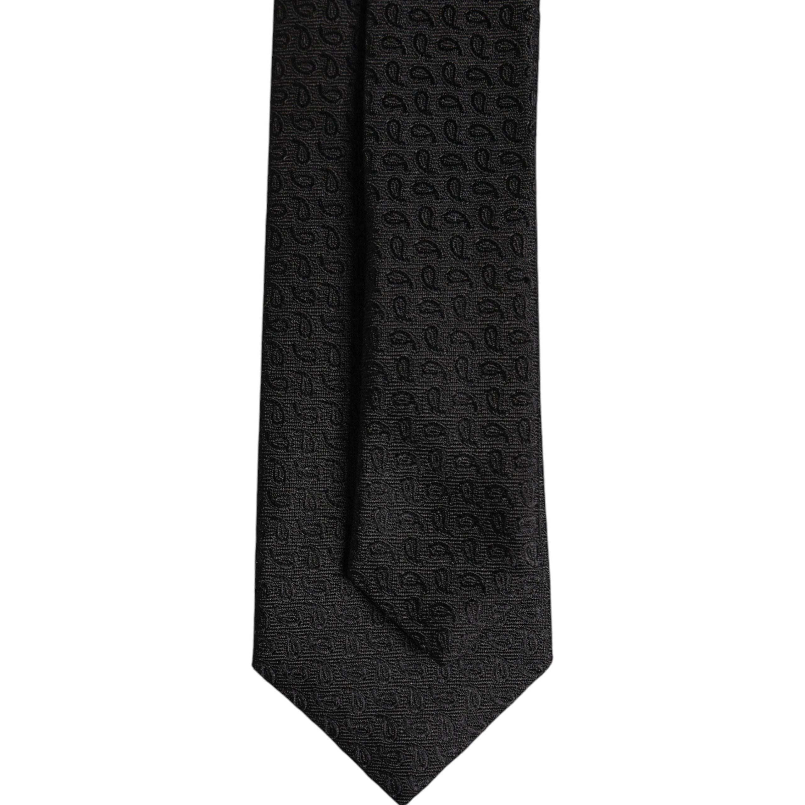 Dolce & Gabbana Black Patterned Silk Adjustable Necktie Tie