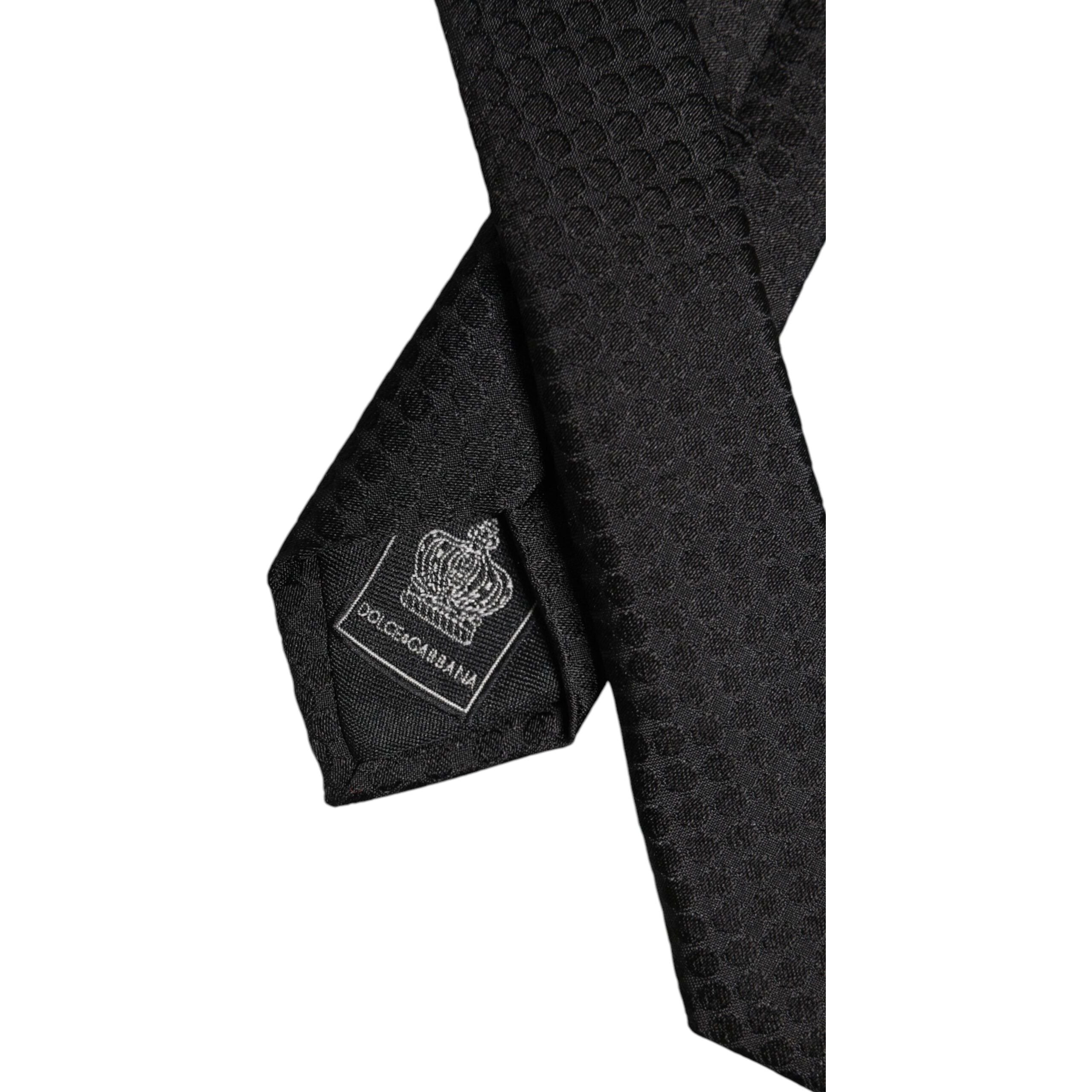 Dolce & Gabbana Black Silk Adjustable Necktie Tie