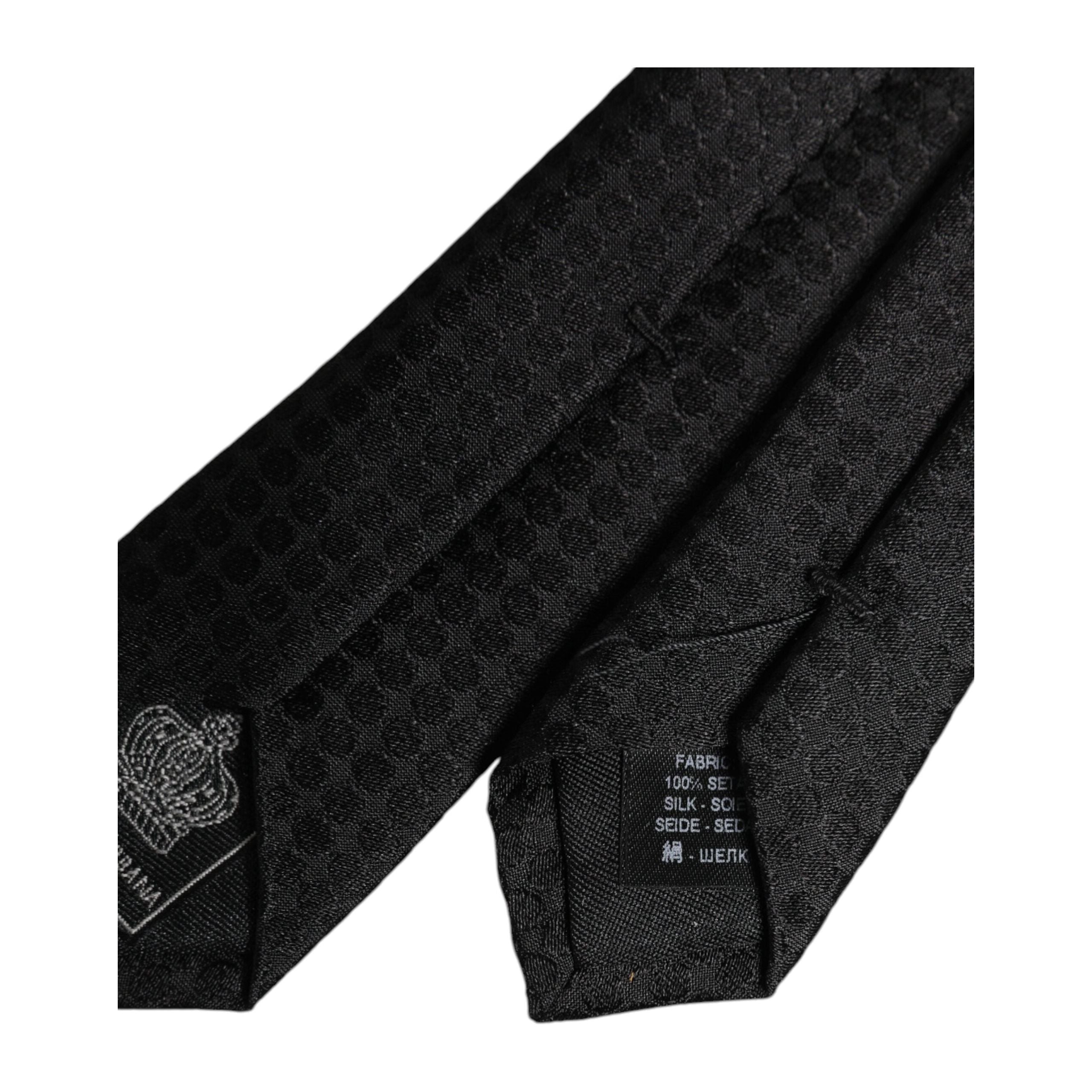 Dolce & Gabbana Black Silk Adjustable Necktie Tie