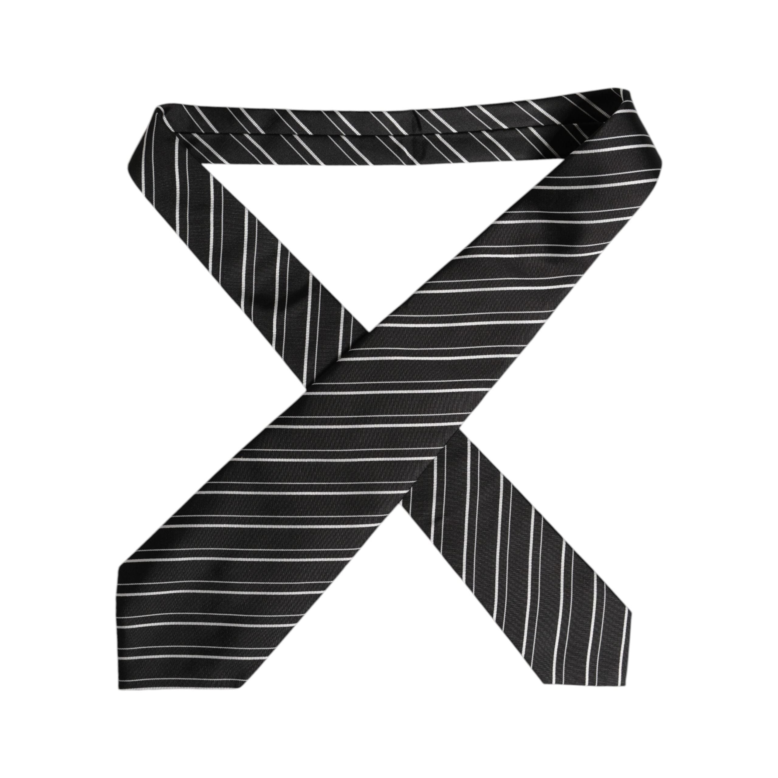 Dolce & Gabbana Black White Stripes Silk Necktie Tie
