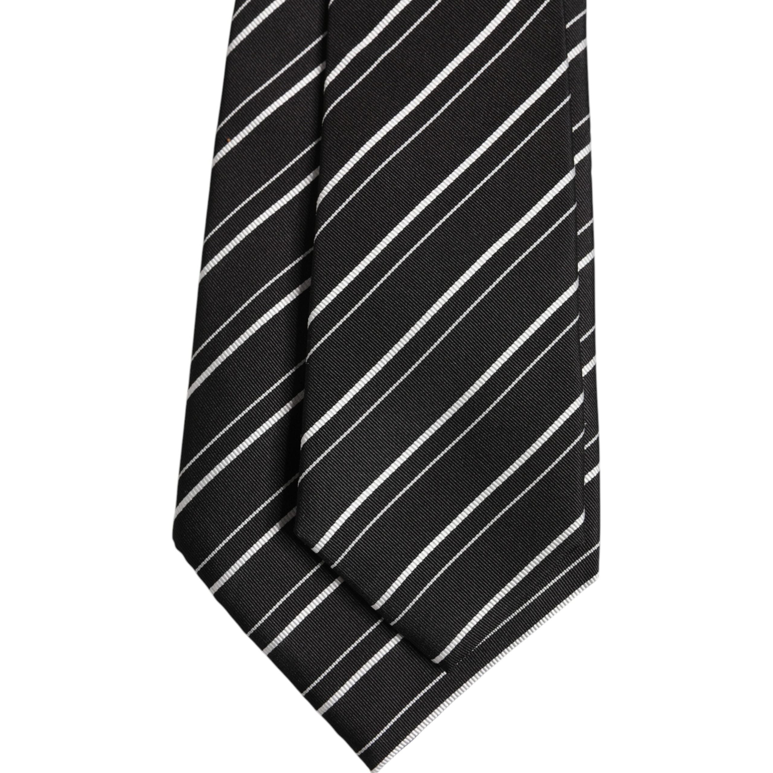 Dolce & Gabbana Black White Stripes Silk Necktie Tie