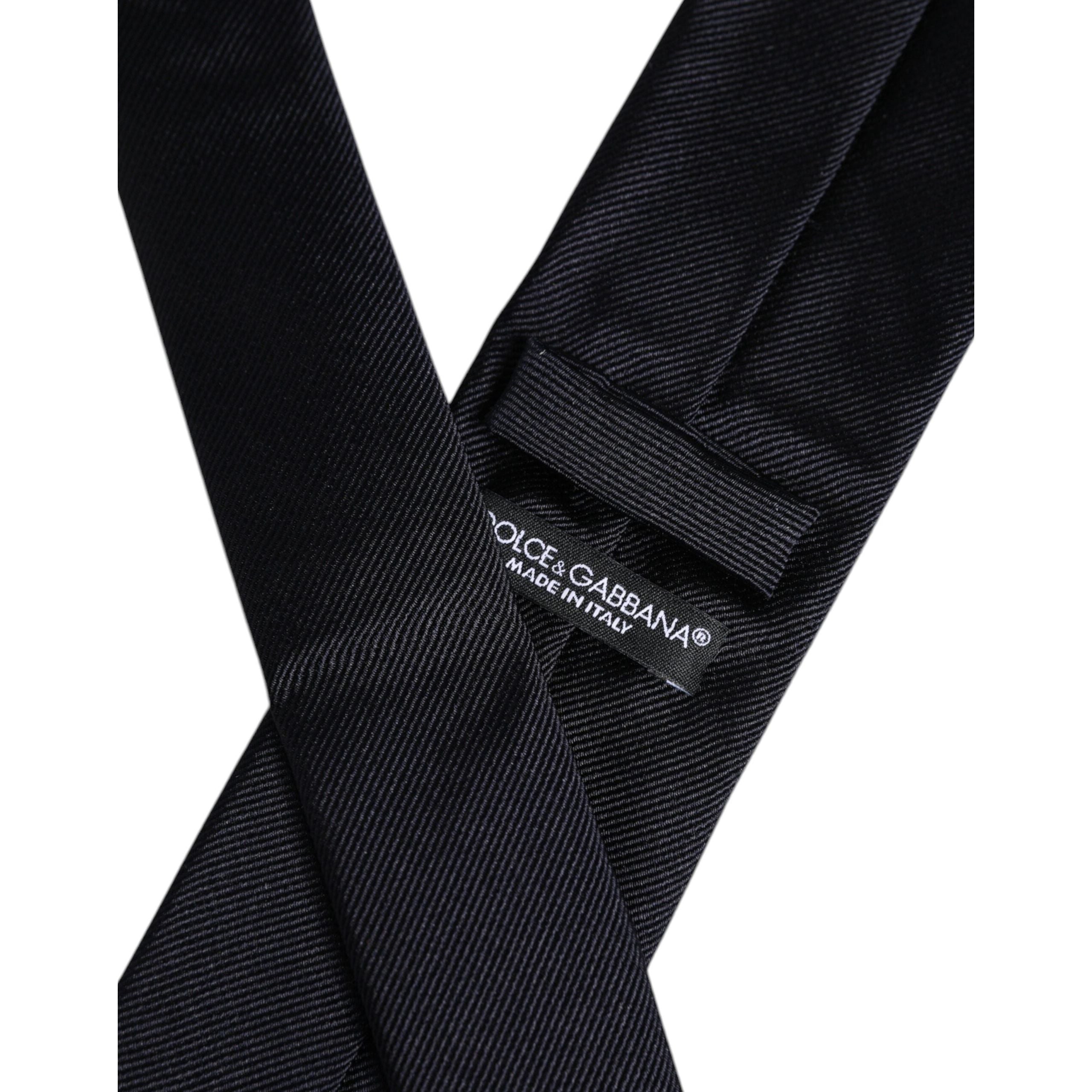 Dolce & Gabbana Dark Blue Silk Adjustable Necktie Tie