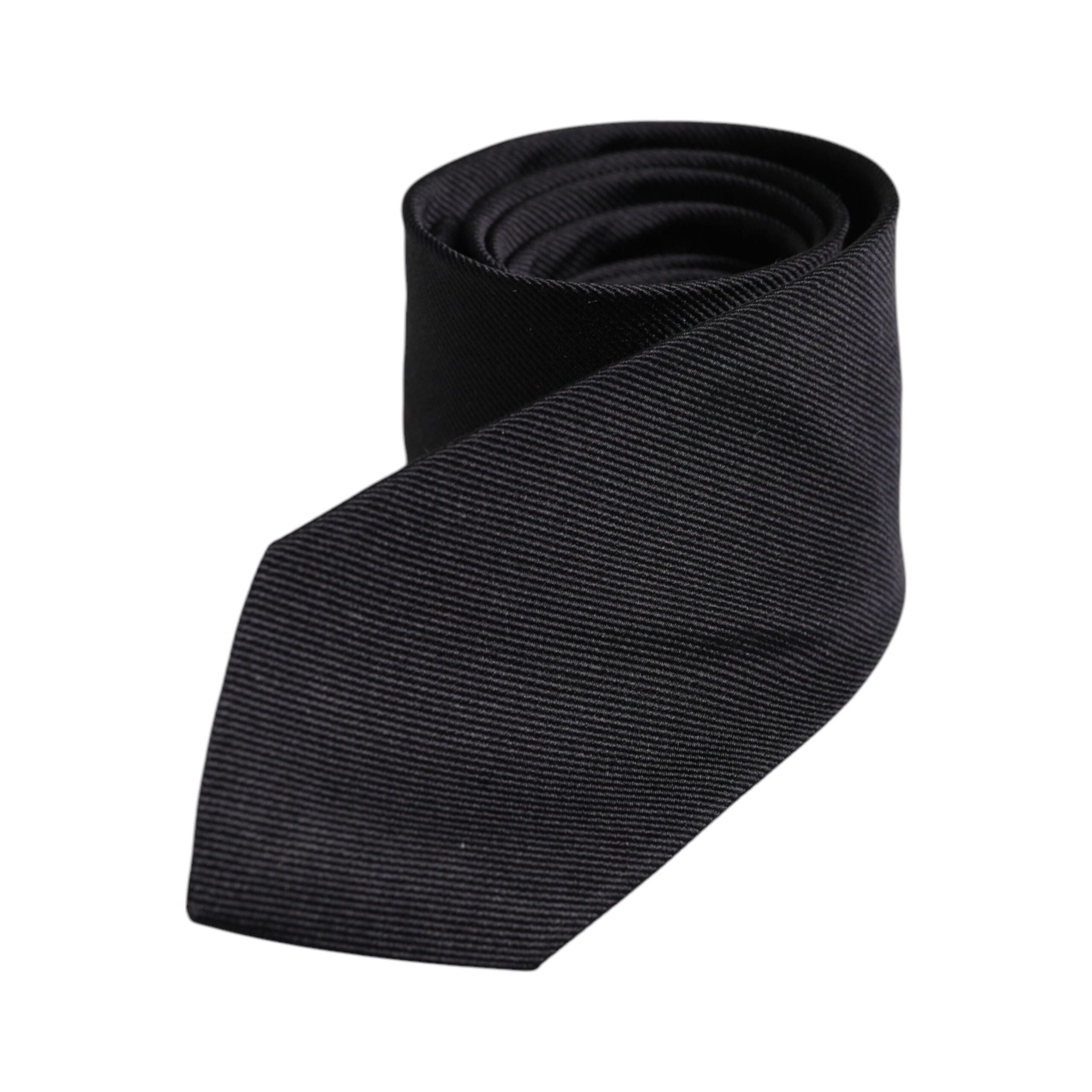 Dolce & Gabbana Black Solid Silk Adjustable Necktie Tie Couture