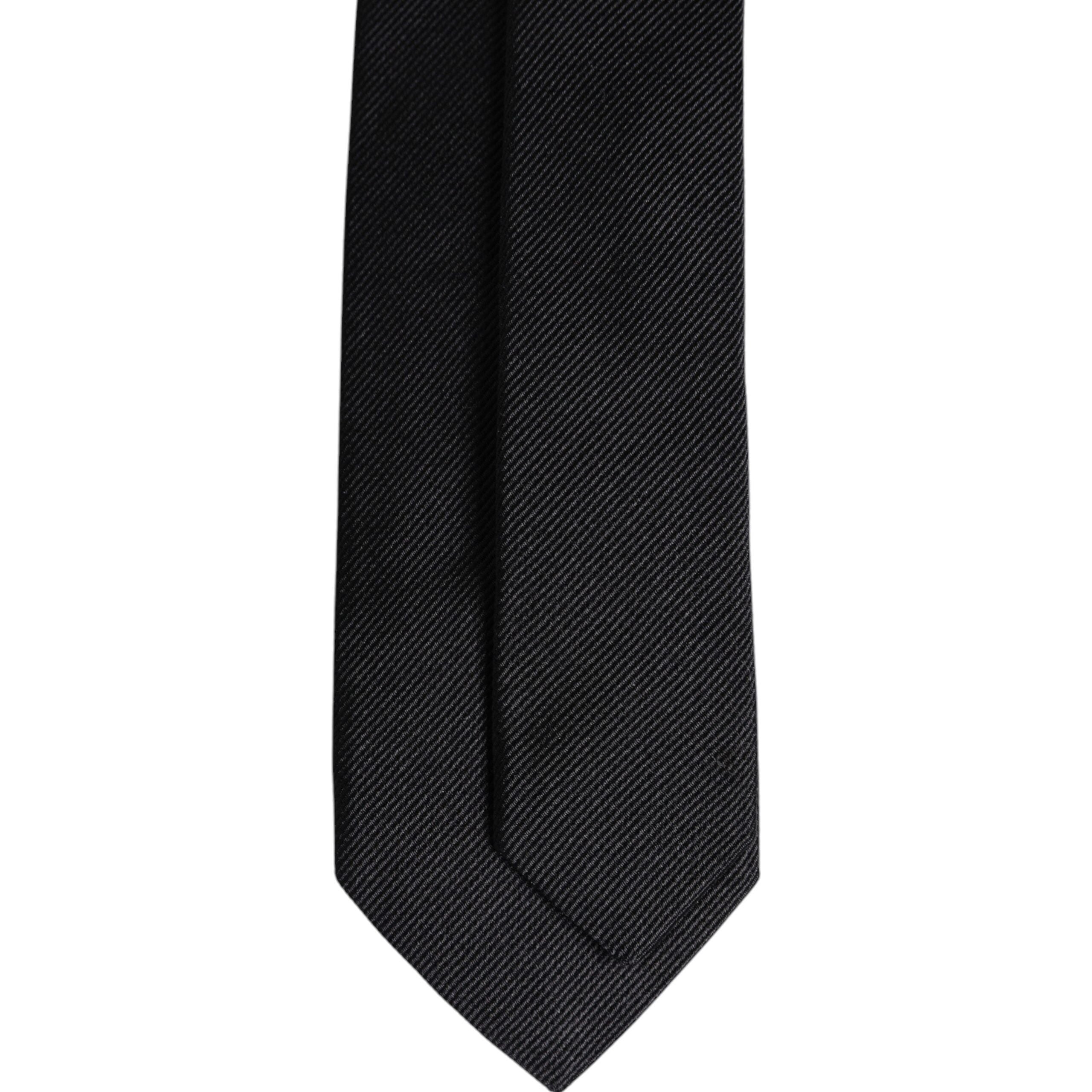 Dolce & Gabbana Black Solid Silk Adjustable Necktie Tie Couture