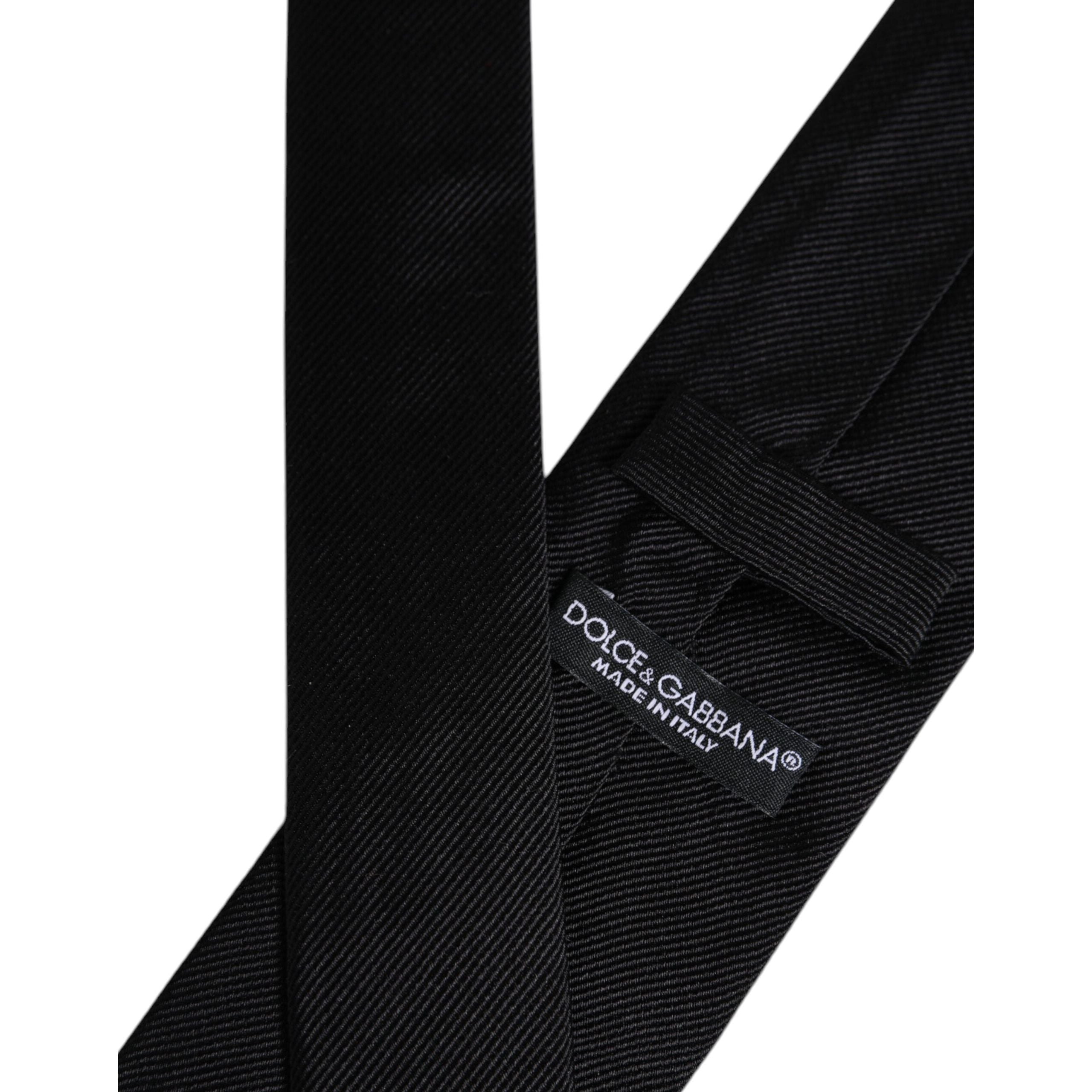 Dolce & Gabbana Black Solid Silk Adjustable Necktie Tie Couture