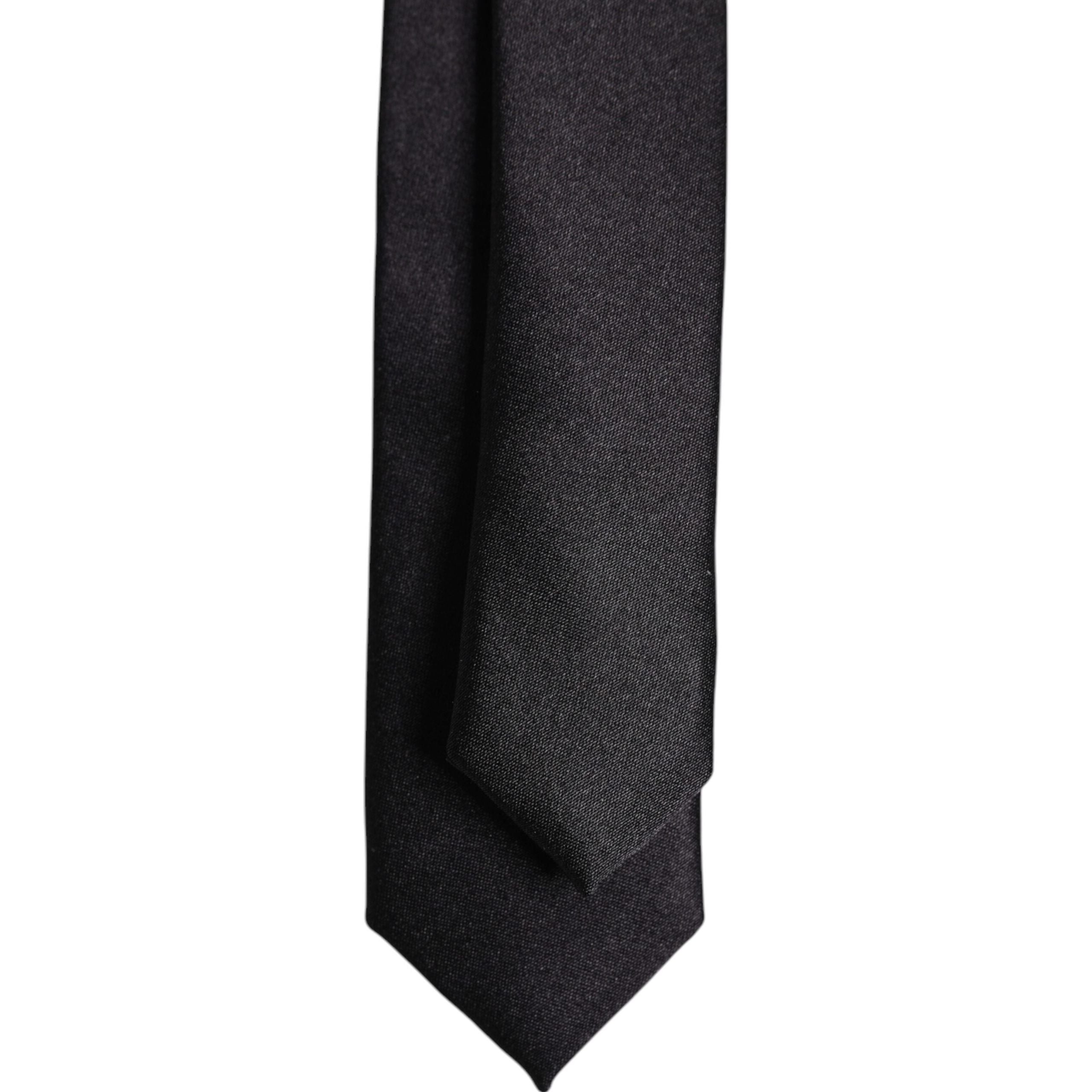 Dolce & Gabbana Black Solid Silk Adjustable Necktie Tie