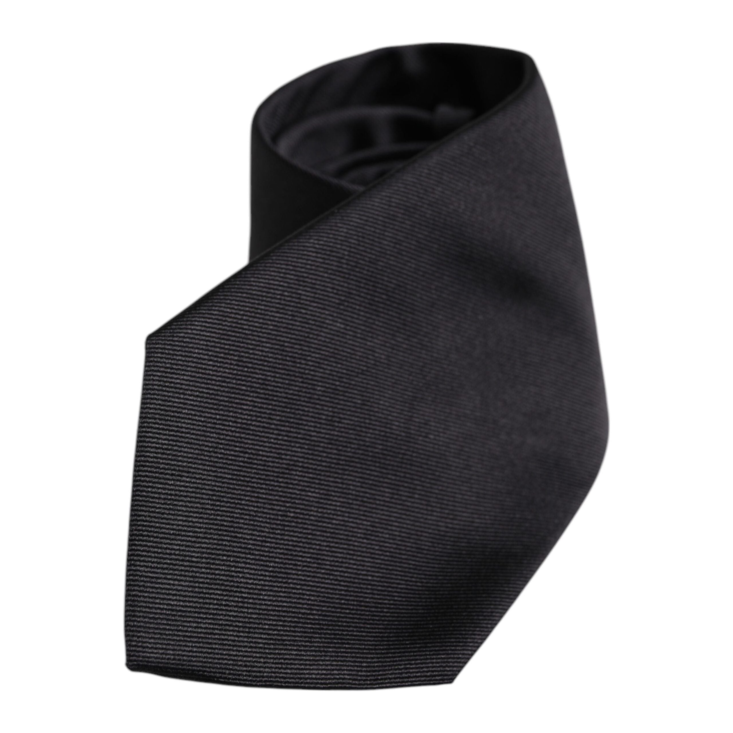 Dolce & Gabbana Black Solid Silk Adjustable Necktie Tie