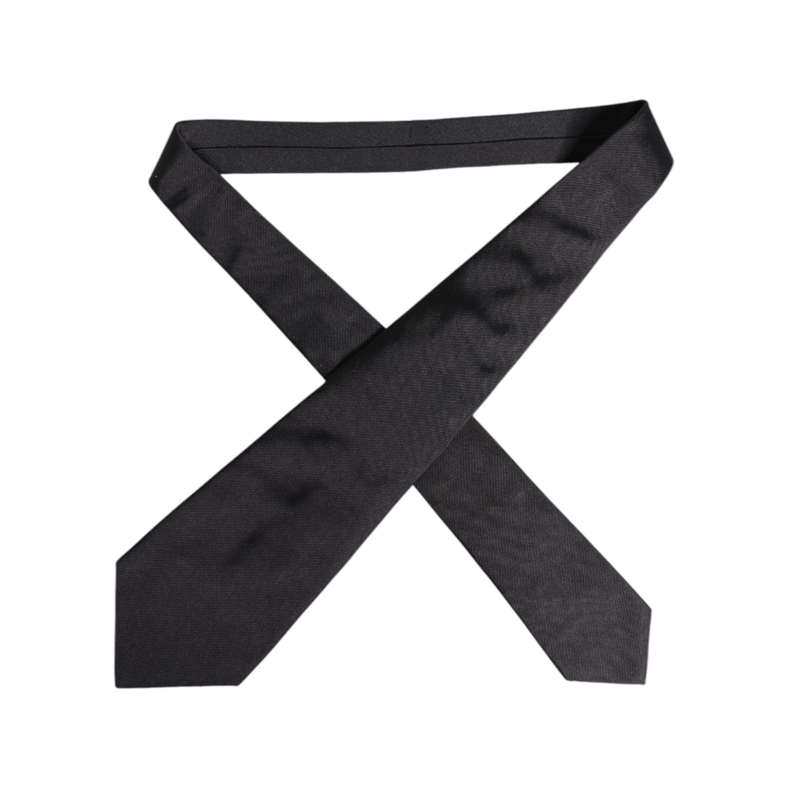 Dolce & Gabbana Black Solid Silk Adjustable Necktie Tie