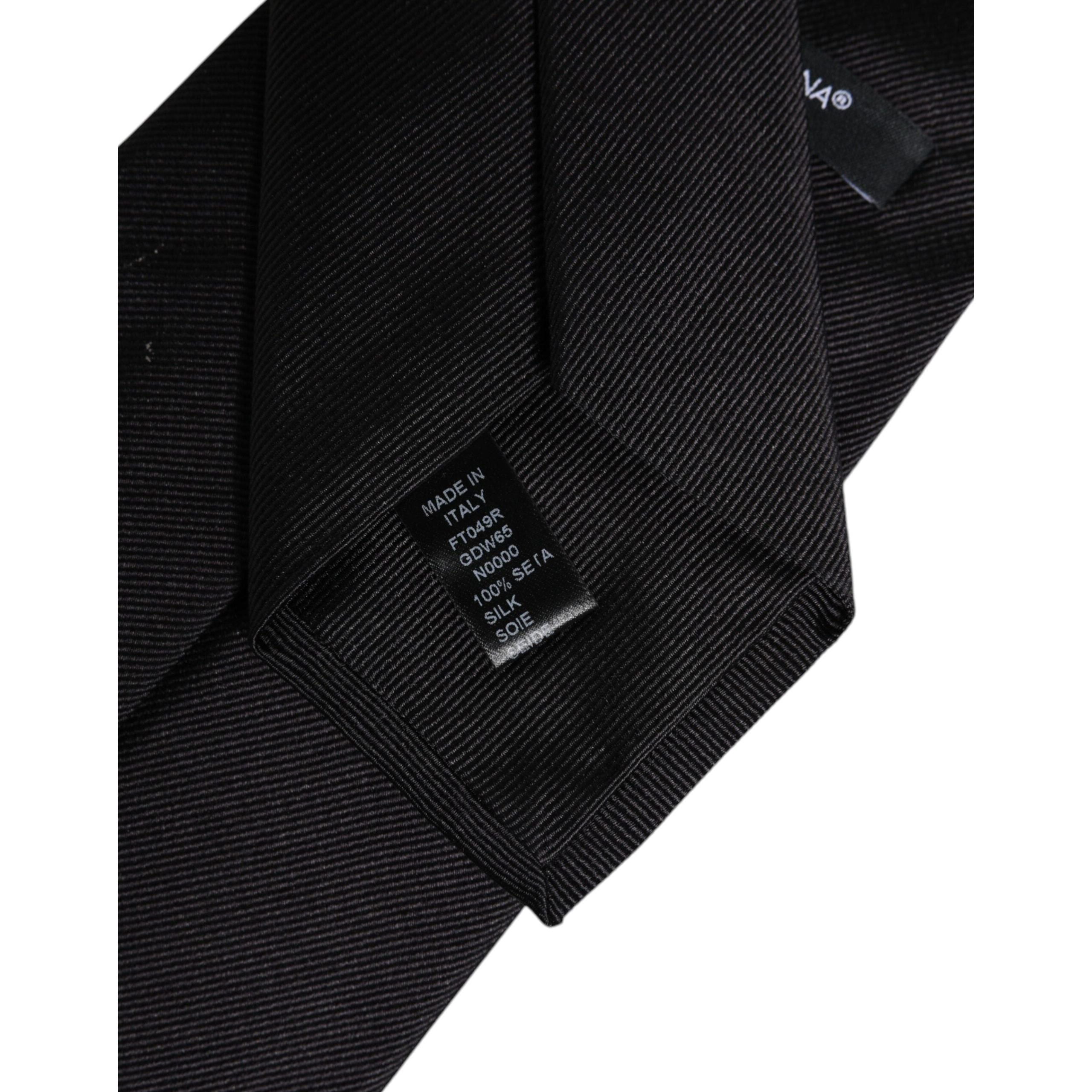 Dolce & Gabbana Black Solid Silk Adjustable Necktie Tie