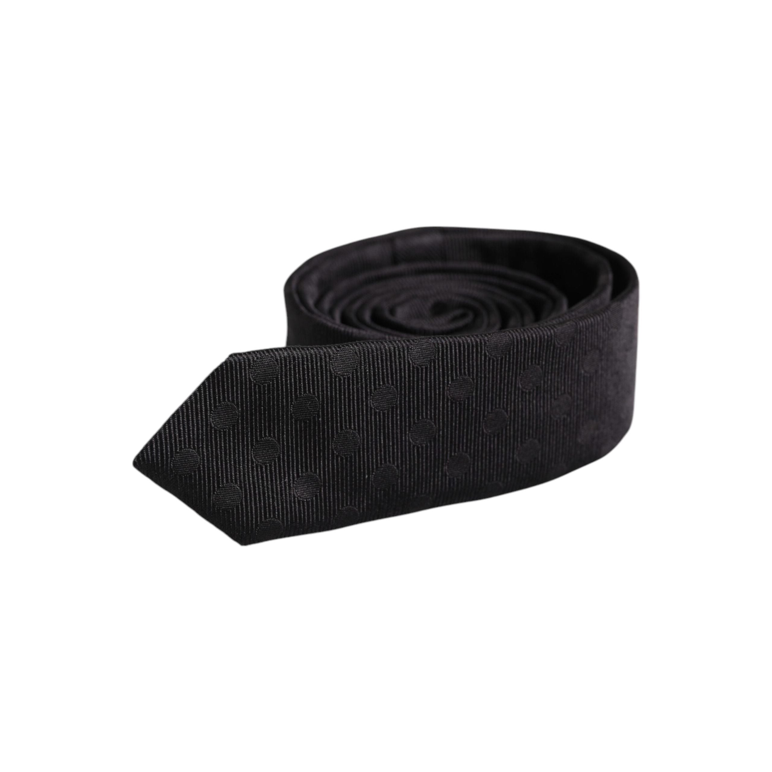 Dolce & Gabbana Black Circles Silk Adjustable Necktie Tie