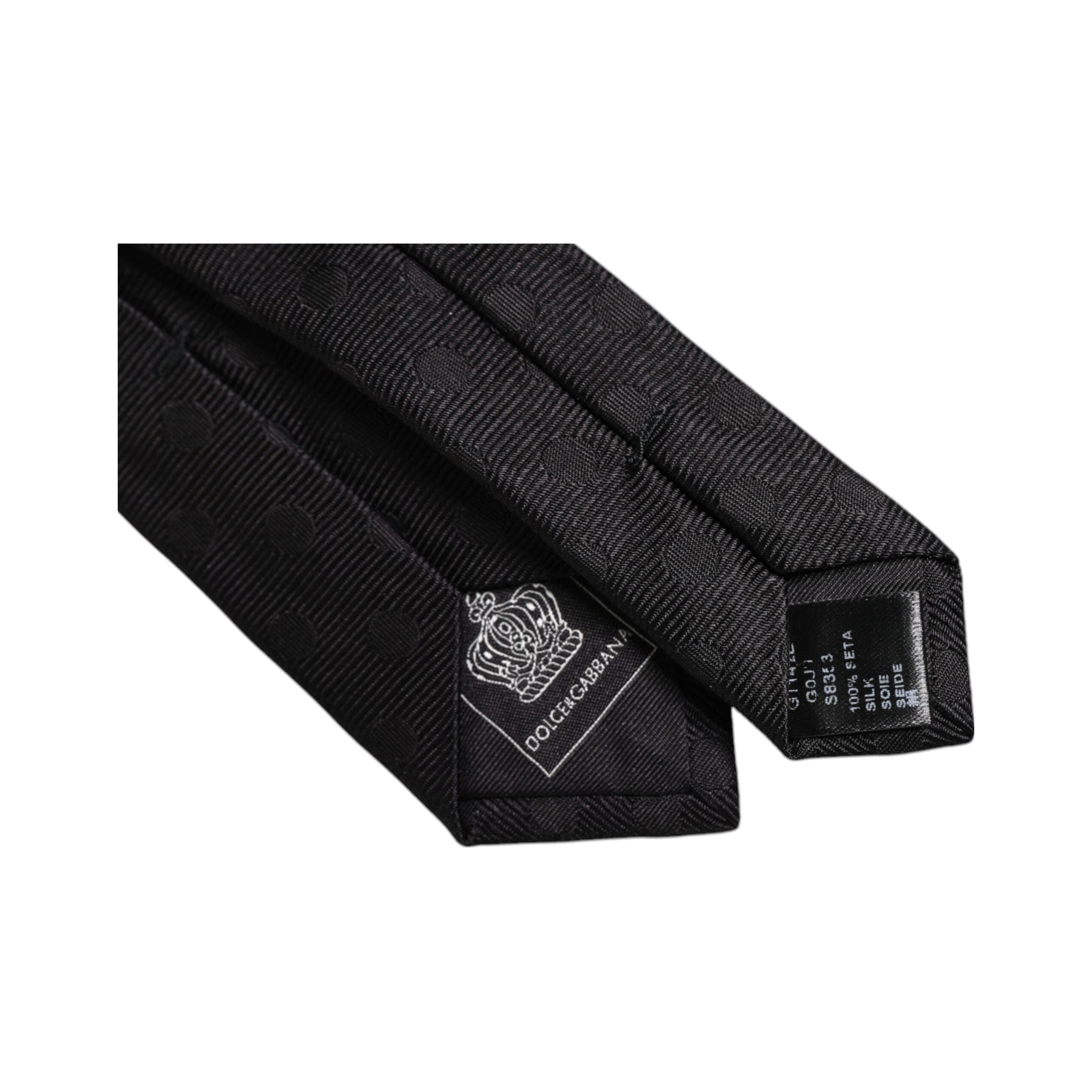Dolce & Gabbana Black Circles Silk Adjustable Necktie Tie