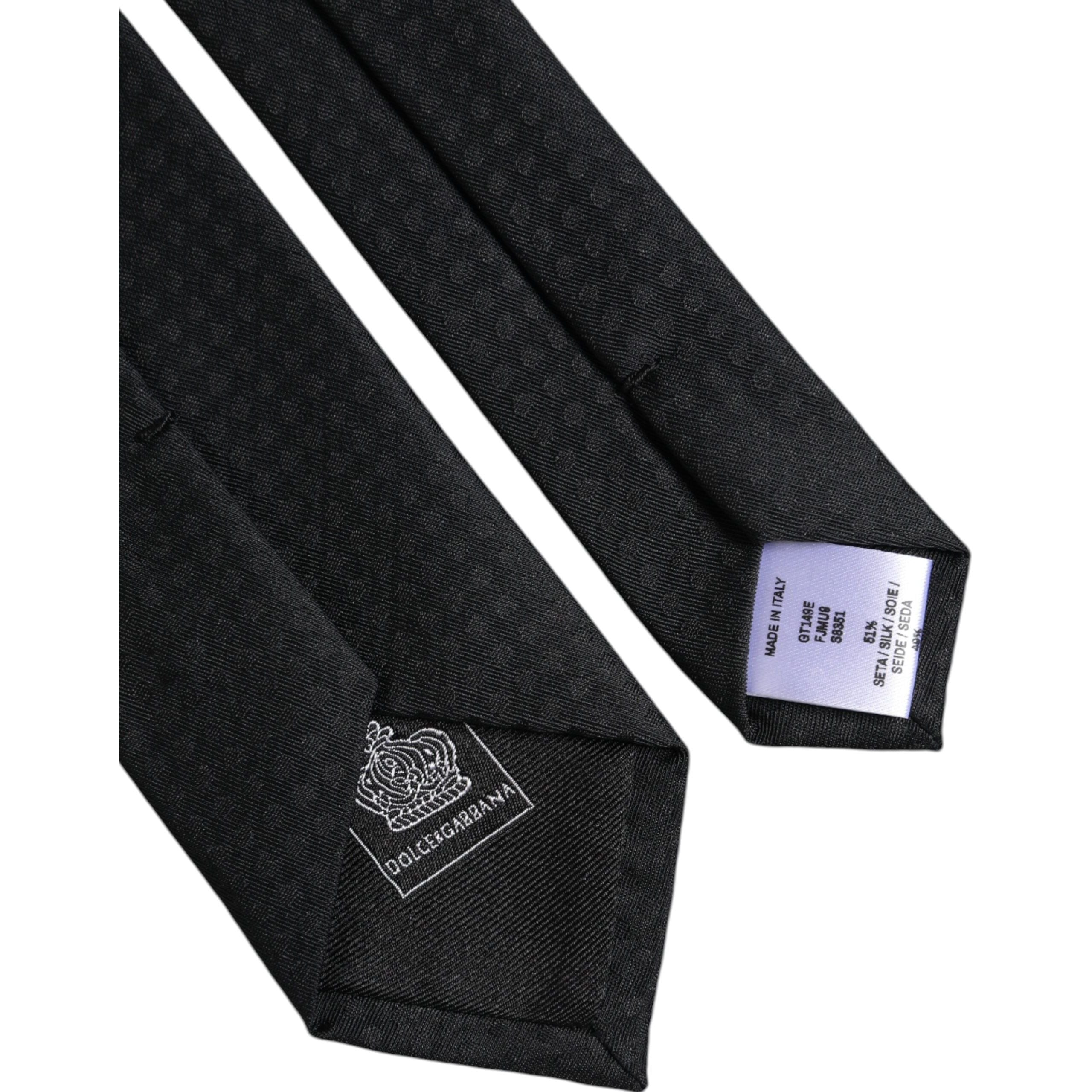 Dolce & Gabbana Black Silk Adjustable Necktie Tie