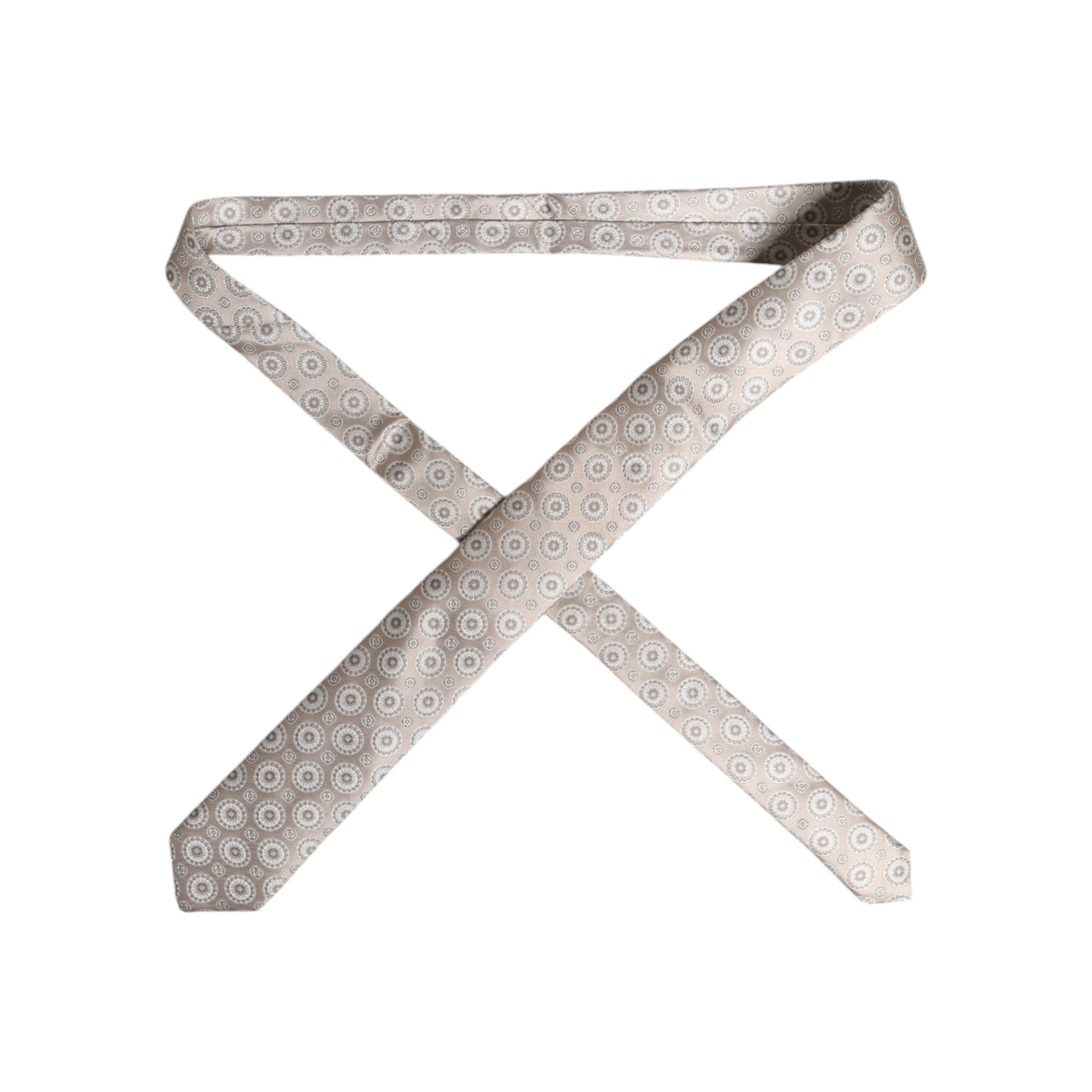Dolce & Gabbana Beige Silk Foulard Print Adjustable Necktie