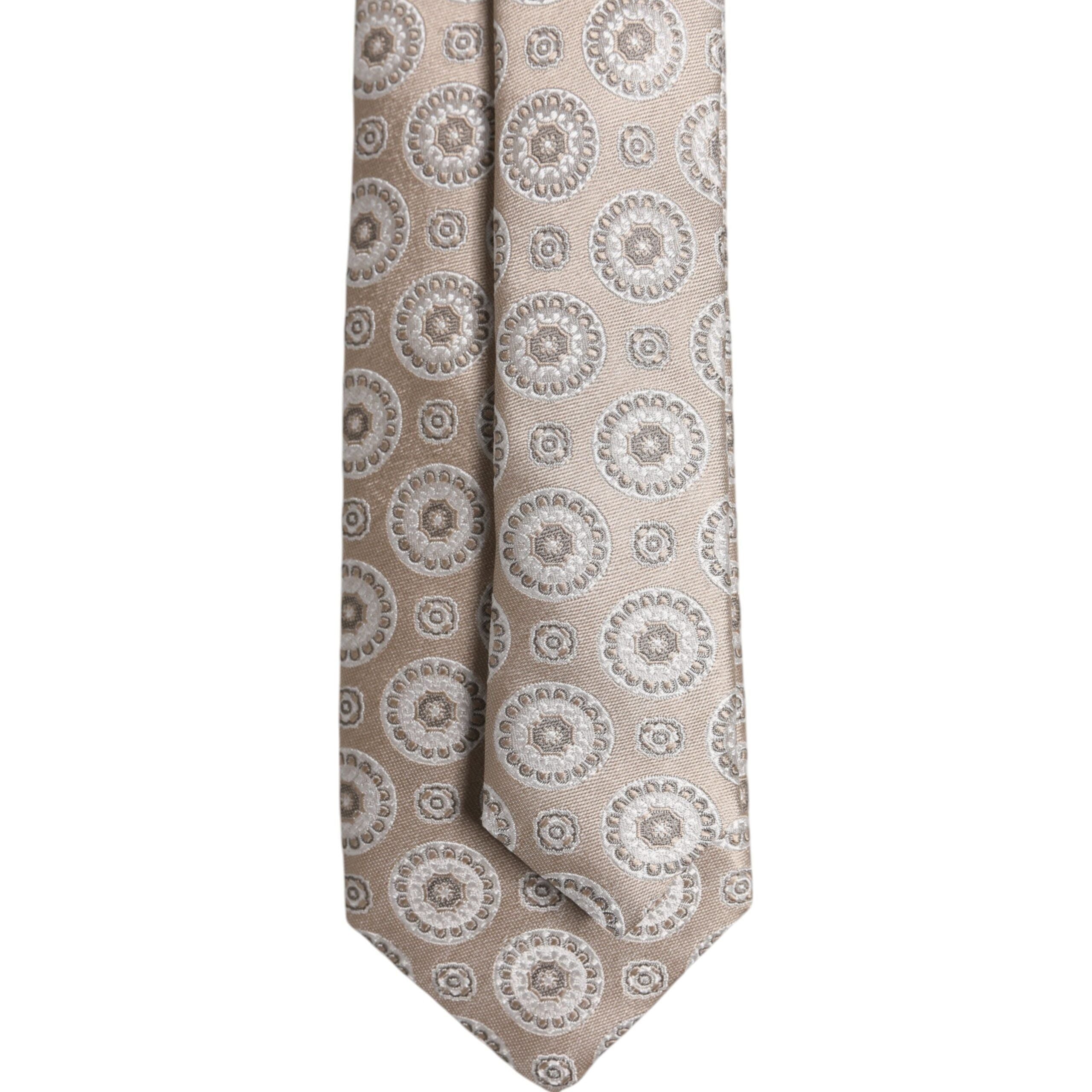 Dolce & Gabbana Beige Silk Foulard Print Adjustable Necktie