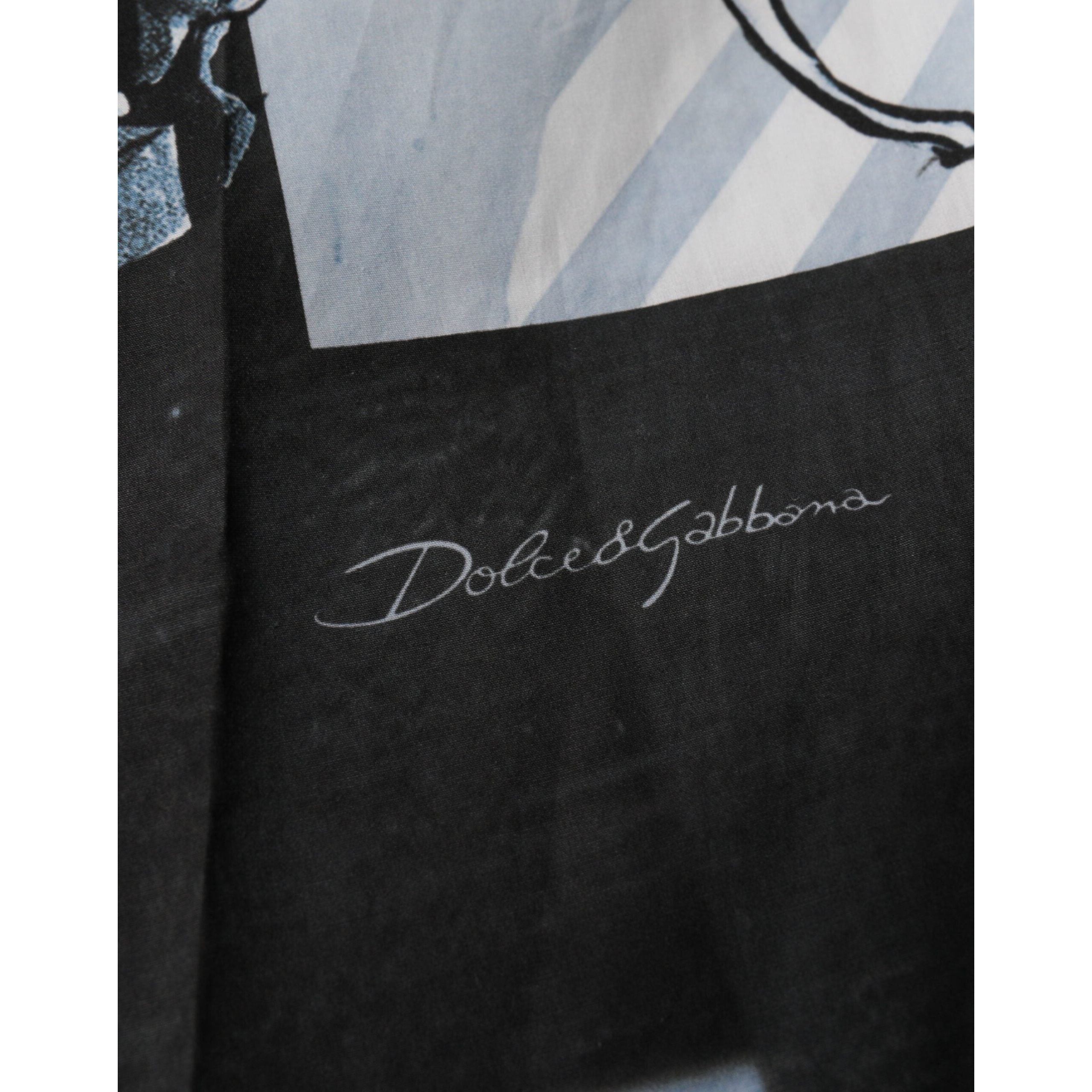 Dolce & Gabbana Blue Statue Print Cotton Shorts