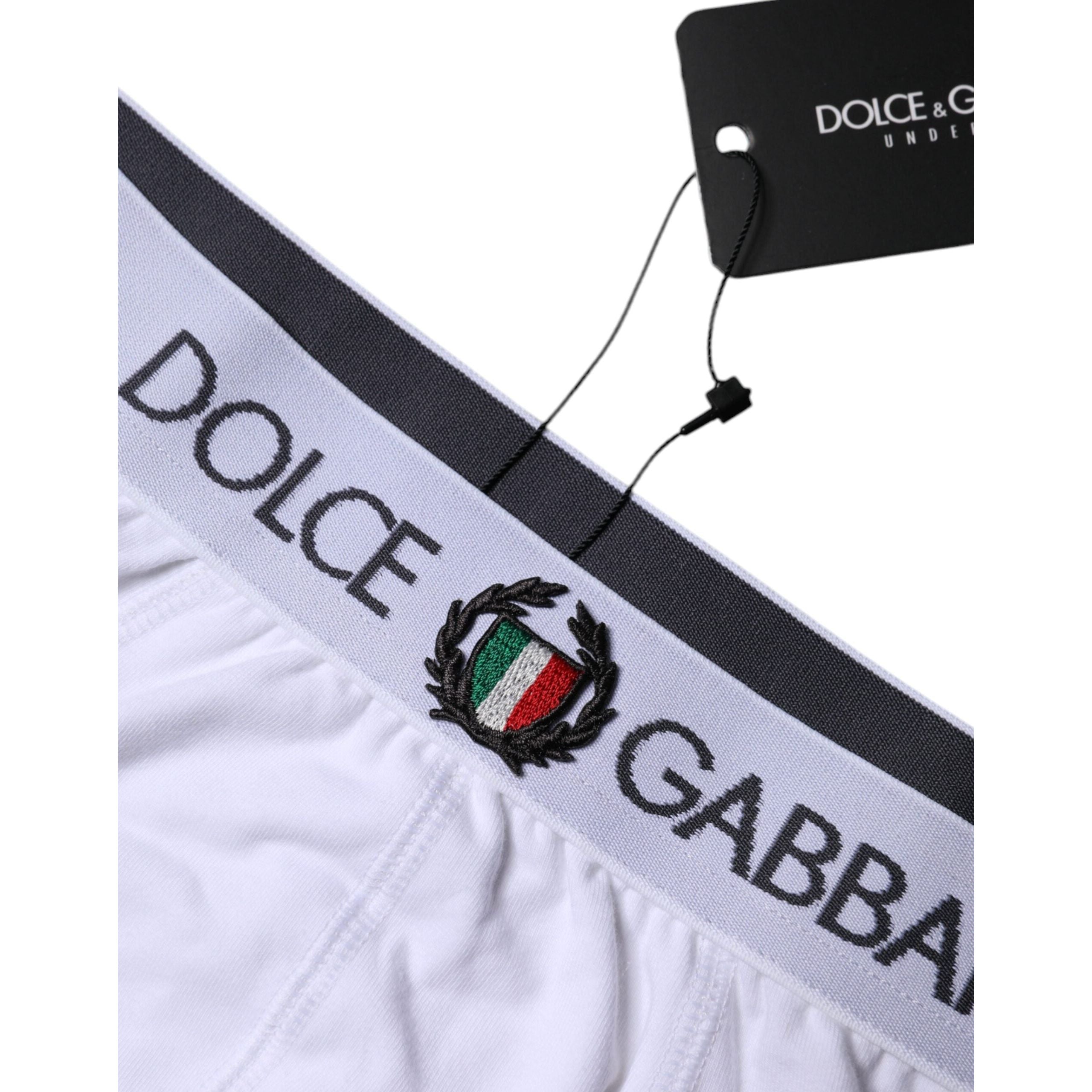 Dolce & Gabbana White Cotton Stretch Regular Boxer Underwear