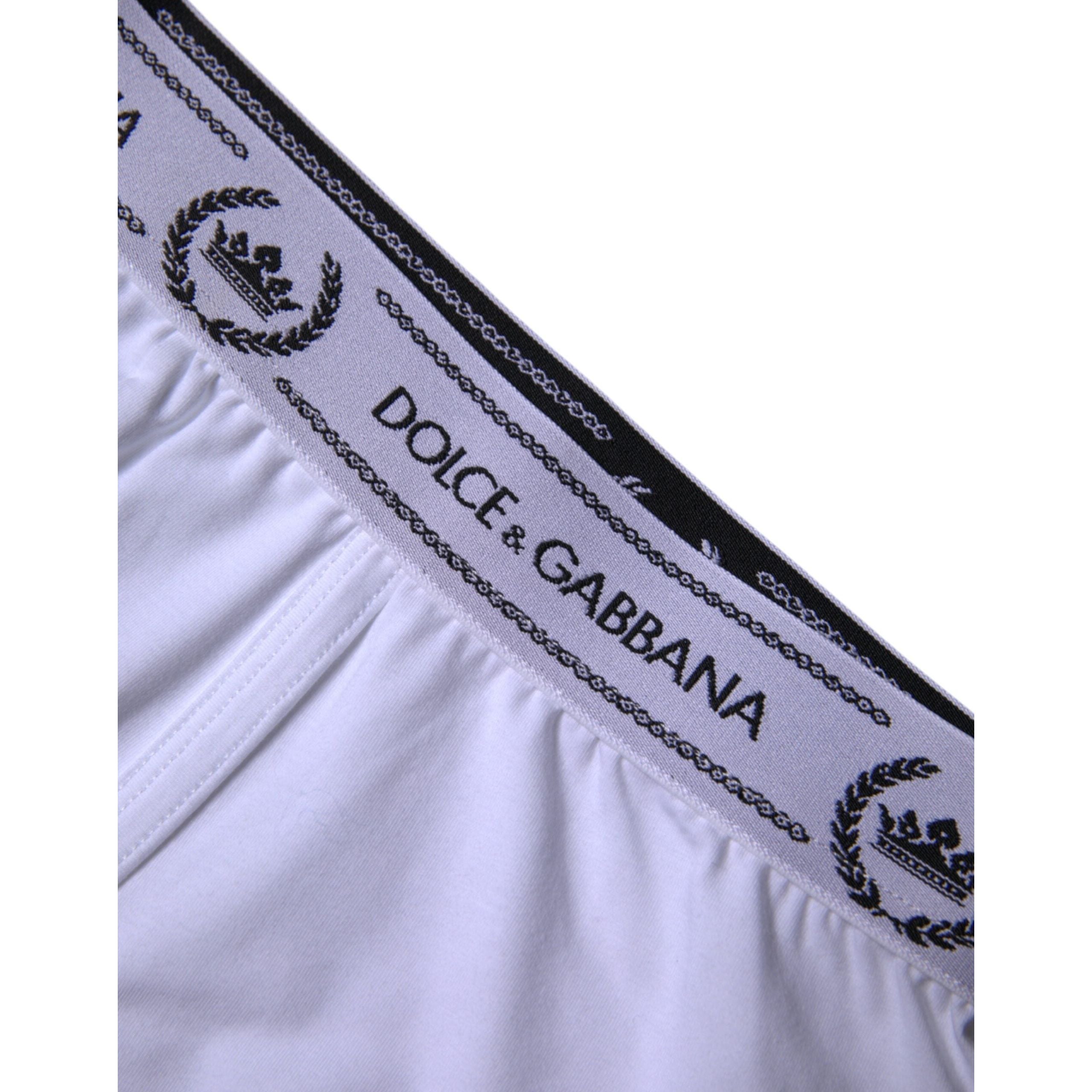 Dolce & Gabbana White Cotton Stretch Regular Boxer Underwear