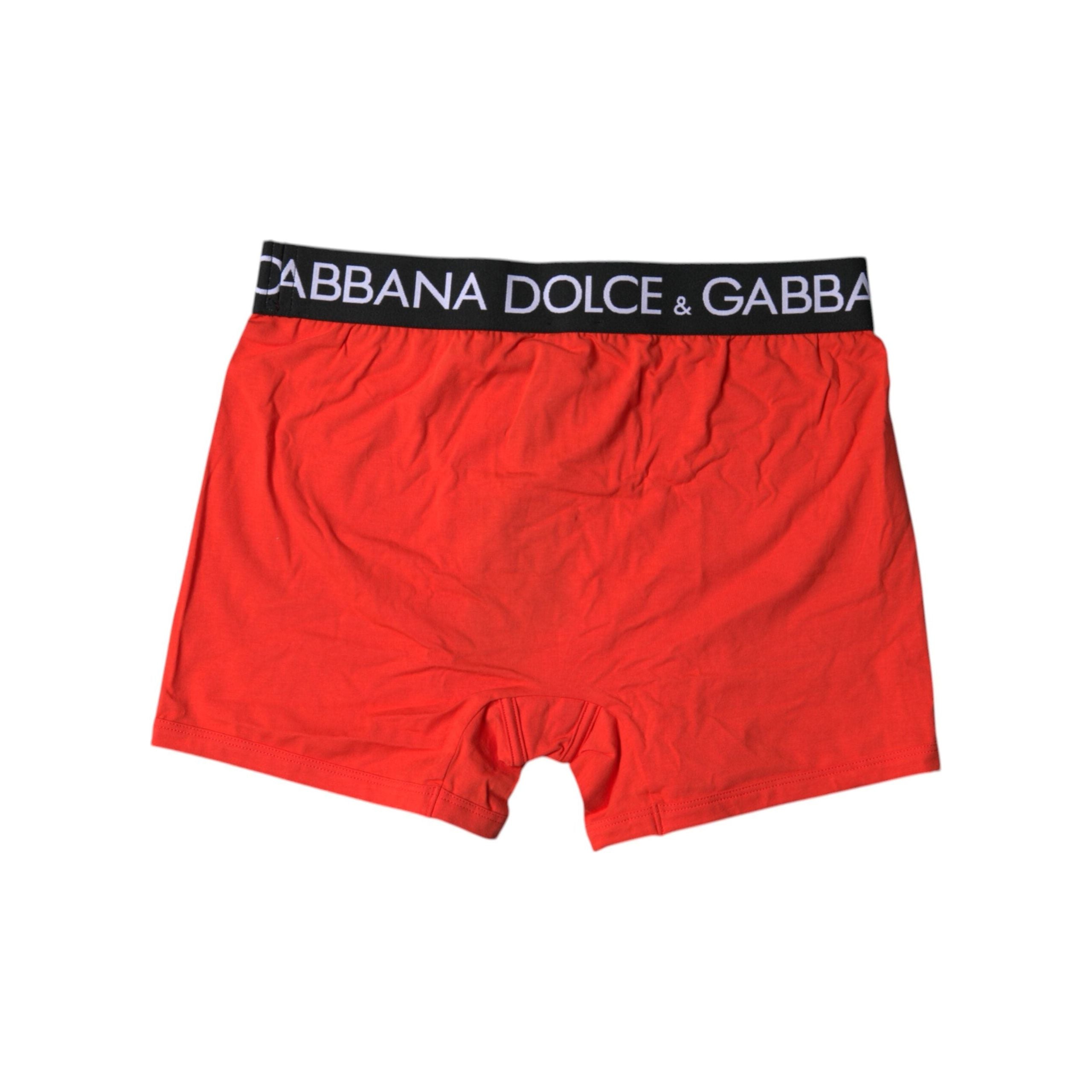 Dolce & Gabbana Red Cotton Stretch Regular Boxer Underwear