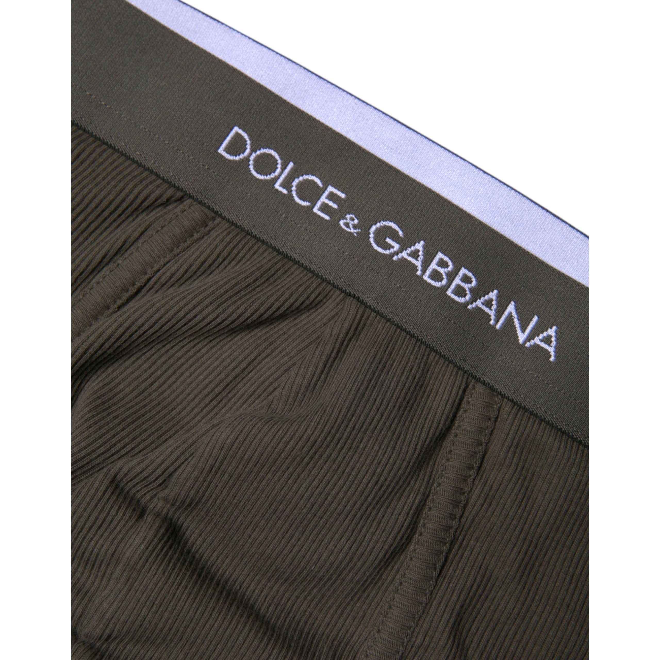Dolce & Gabbana Gray Cotton Mid Slip Brief Underwear