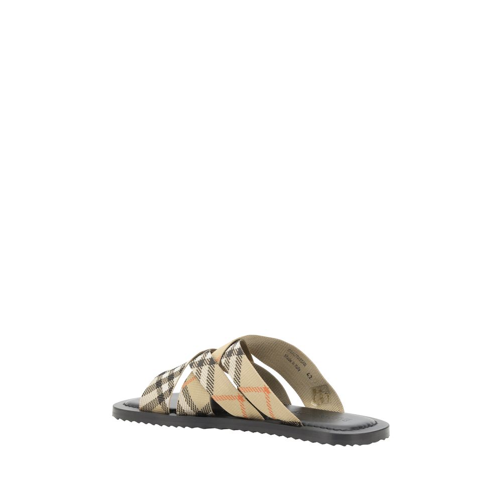 Burberry Beige Canvas Archivio Check Sandals