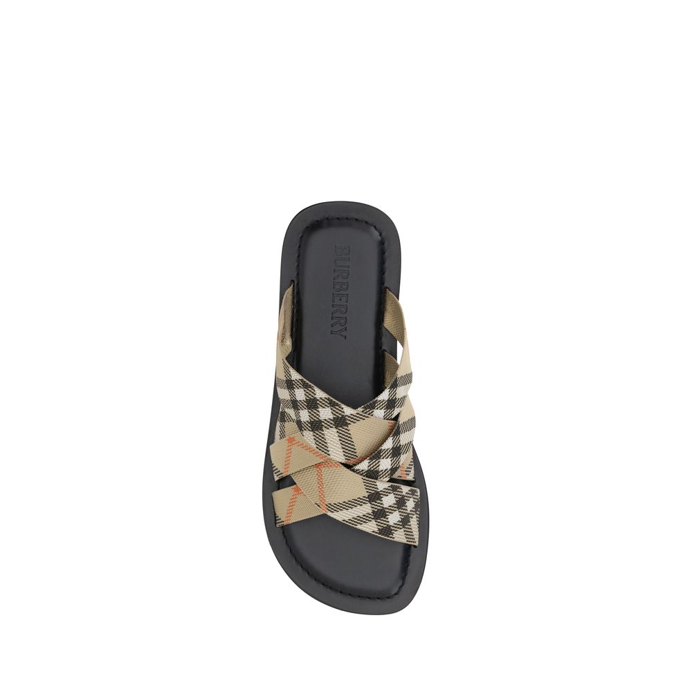Burberry Beige Canvas Archivio Check Sandals