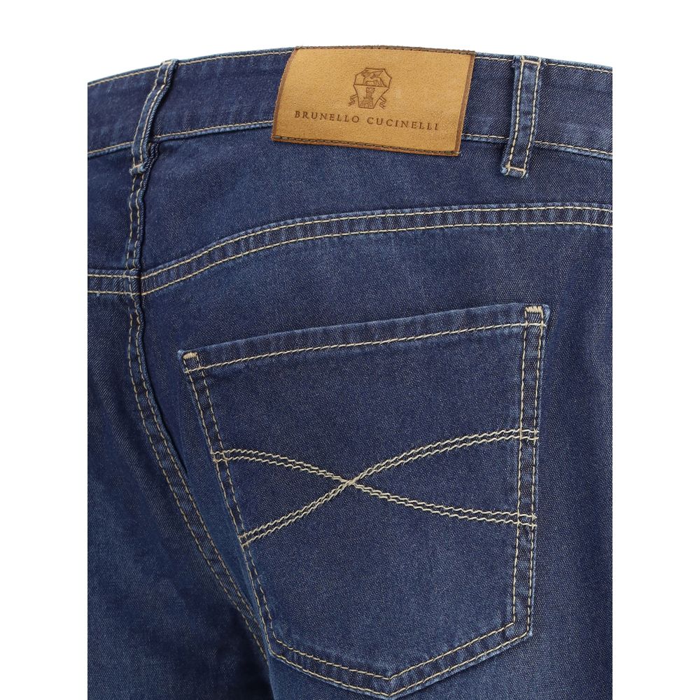 Brunello Cucinelli Blue Cotton Traditional Fit Jeans