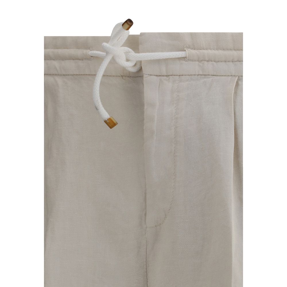 Brunello Cucinelli Beige Linen Pants for Effortless Elegance