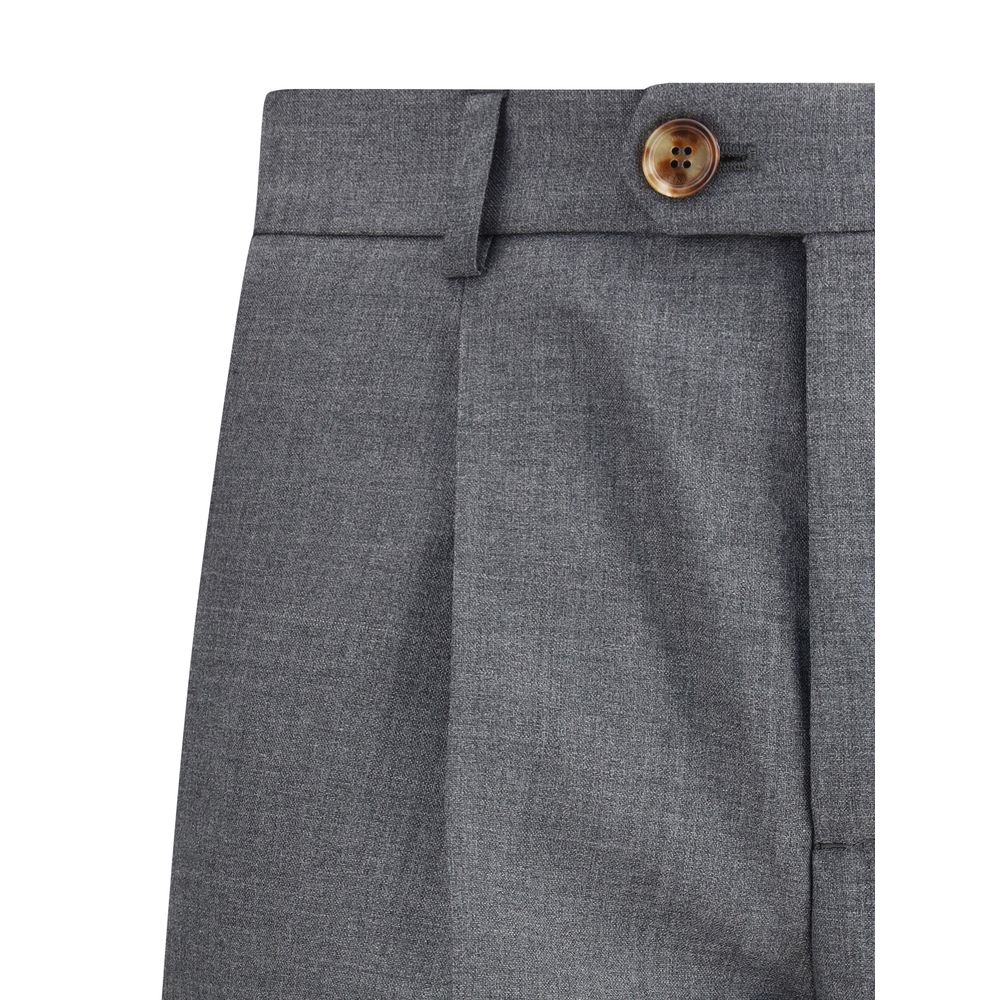 Brunello Cucinelli Grey Virgin Wool Pants for Elevated Style