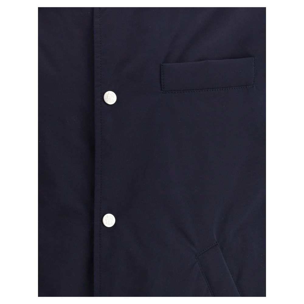 Brunello Cucinelli Navy Microfiber Waterproof Shirt Jacket