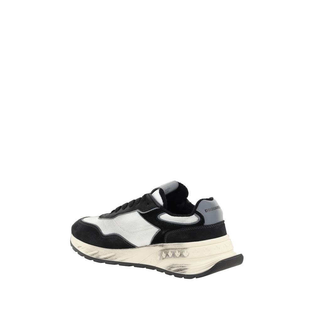 Dsquared² White Leather Sprinter Sneakers: Luxe Sporty Sophistication