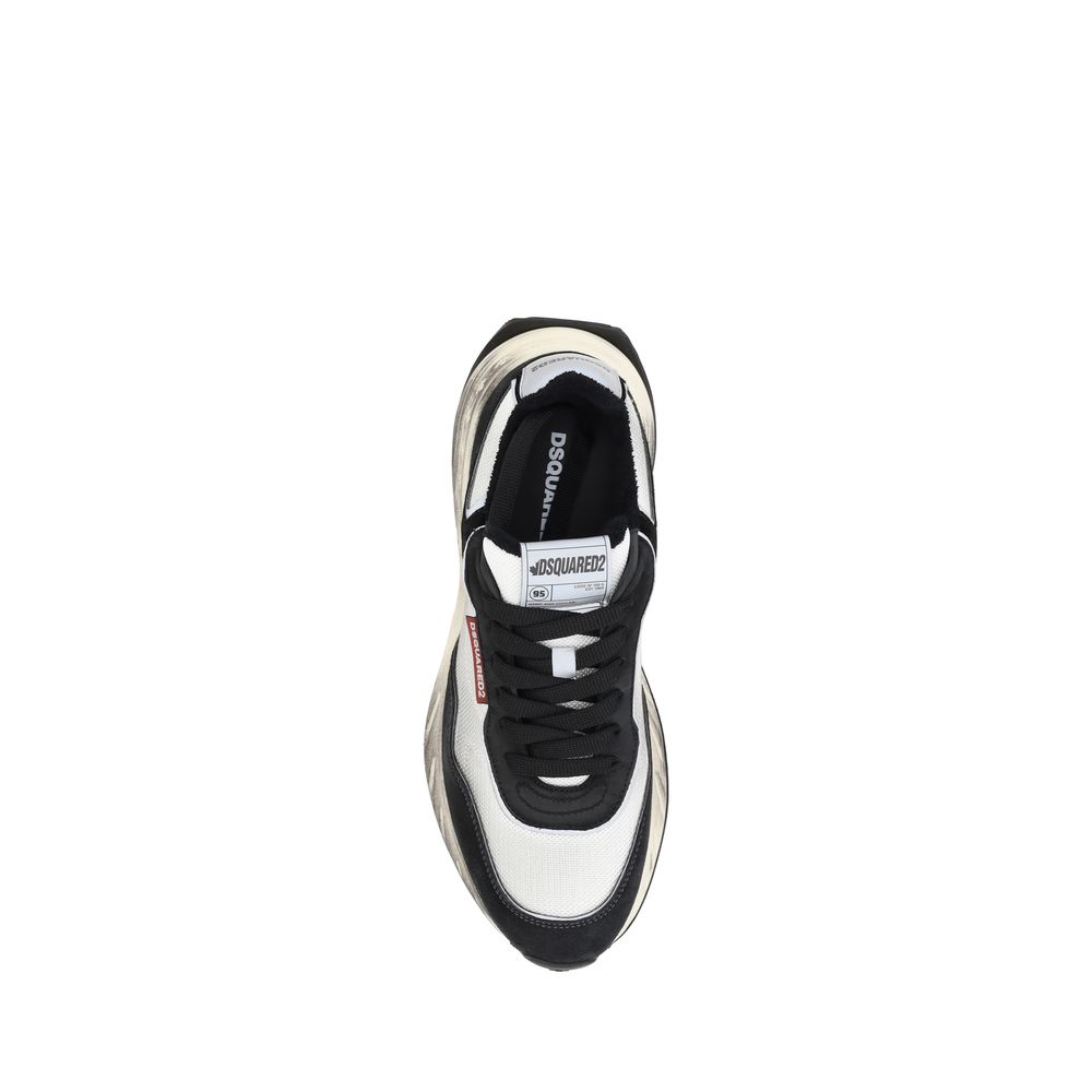 Dsquared² White Leather Sprinter Sneakers: Luxe Sporty Sophistication