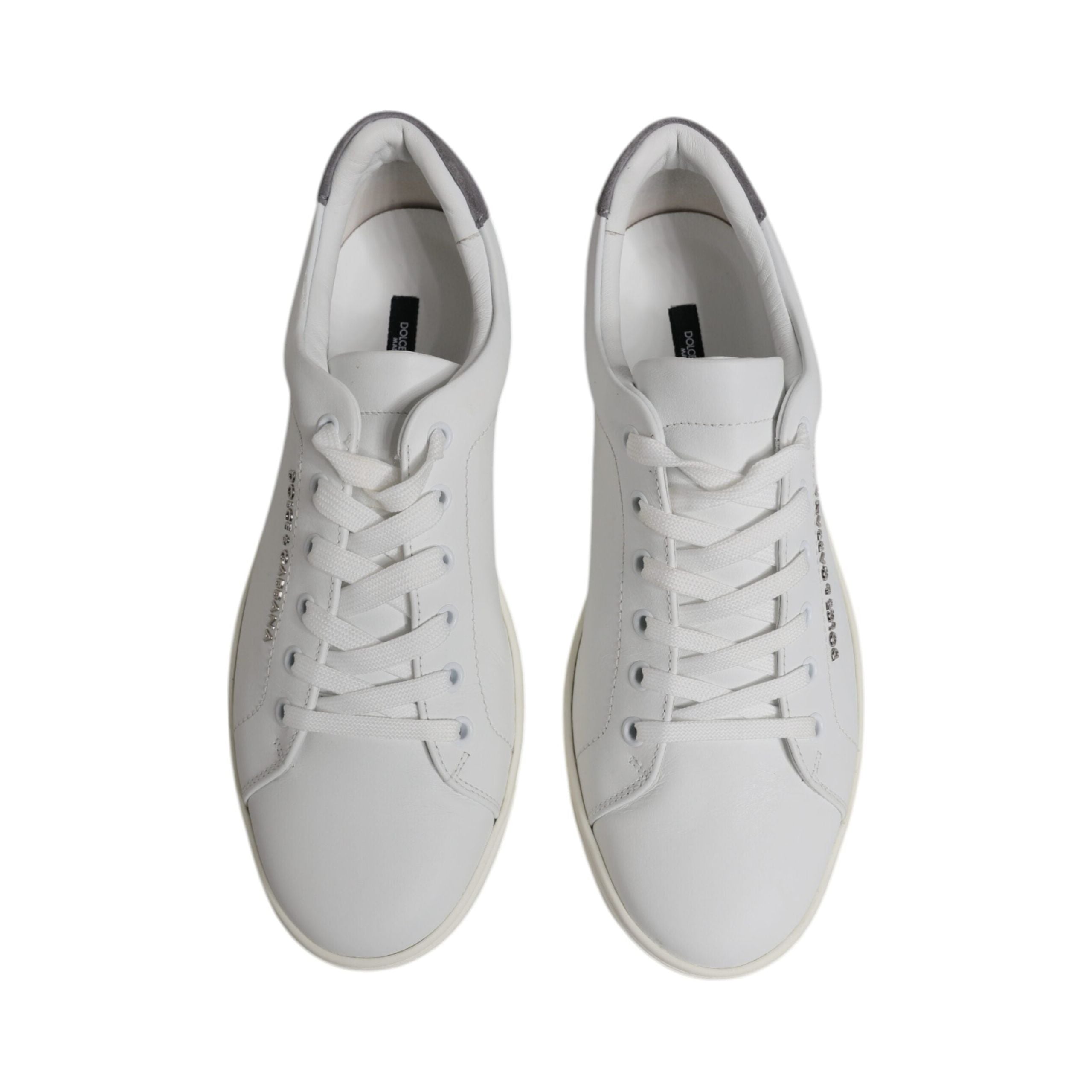 Dolce & Gabbana White Suede Leather Low Top Sneakers