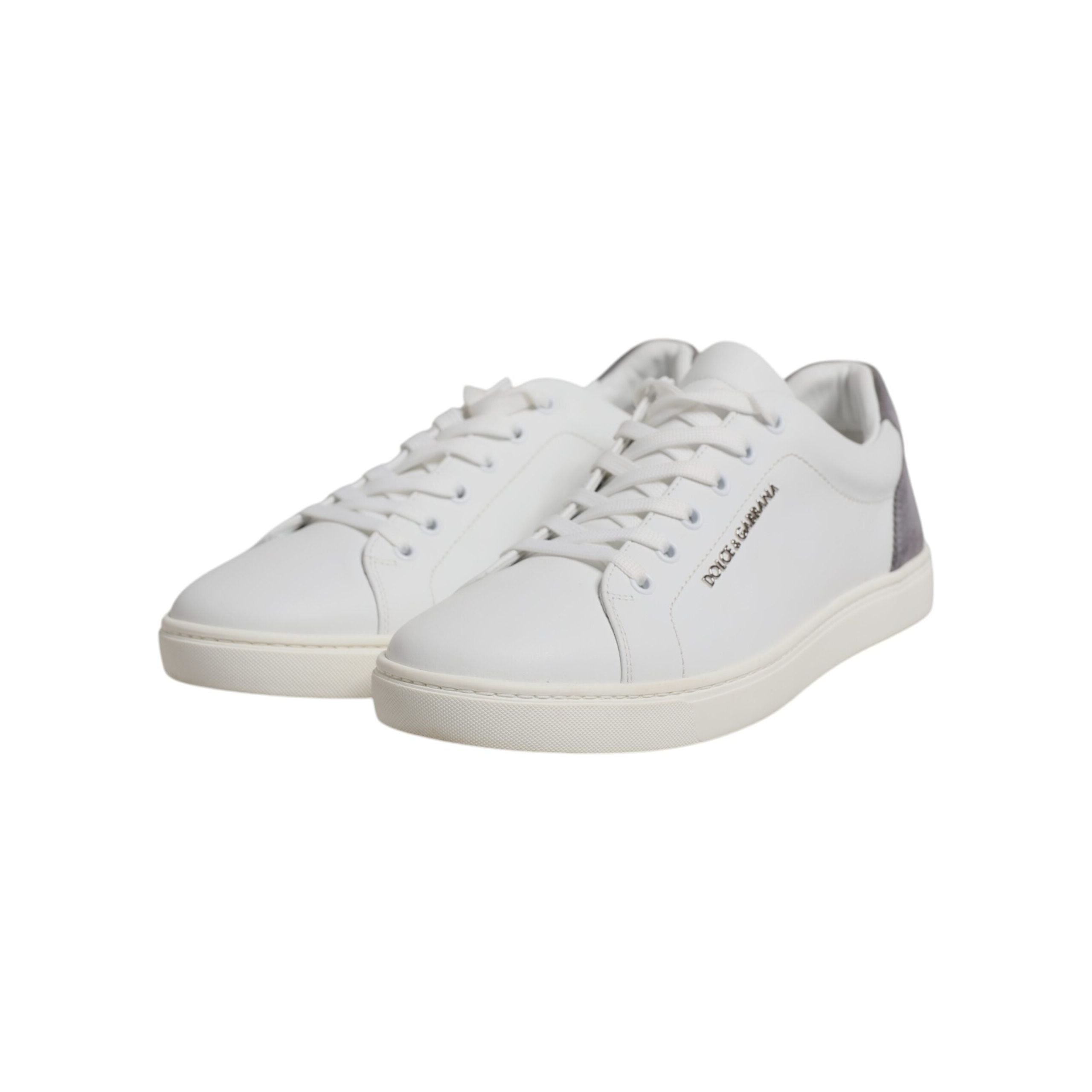 Dolce & Gabbana White Suede Leather Low Top Sneakers