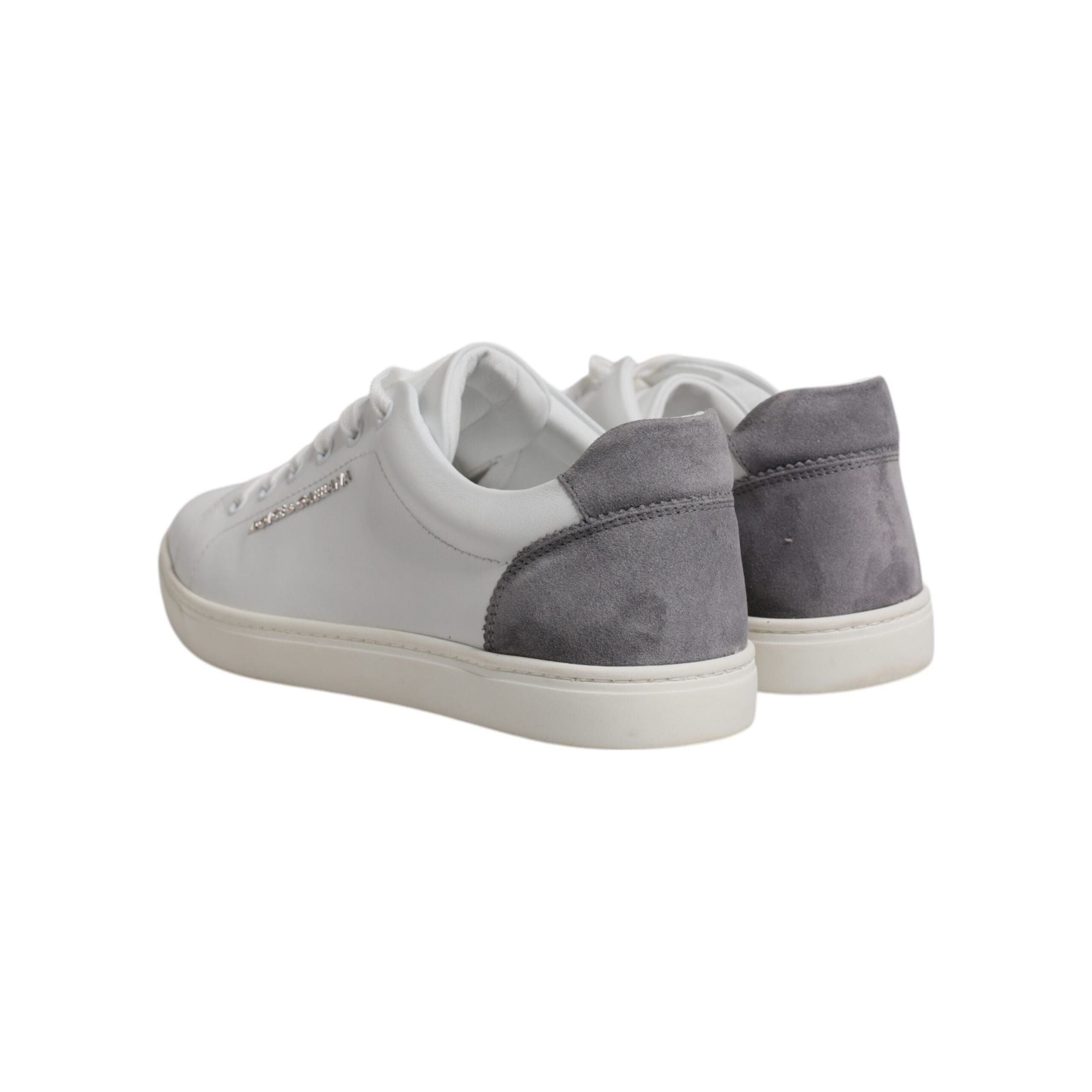 Dolce & Gabbana White Suede Leather Low Top Sneakers