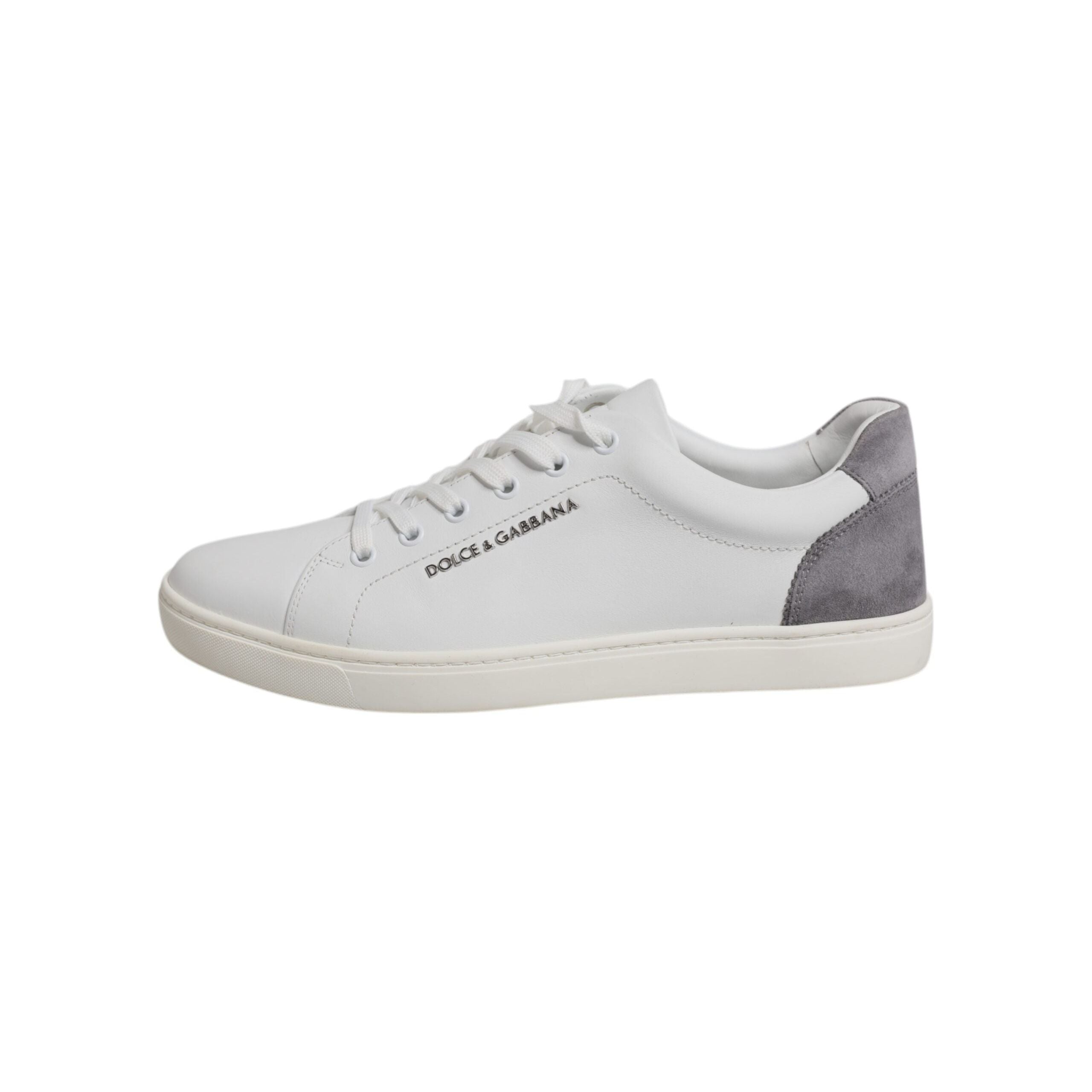 Dolce & Gabbana White Suede Leather Low Top Sneakers