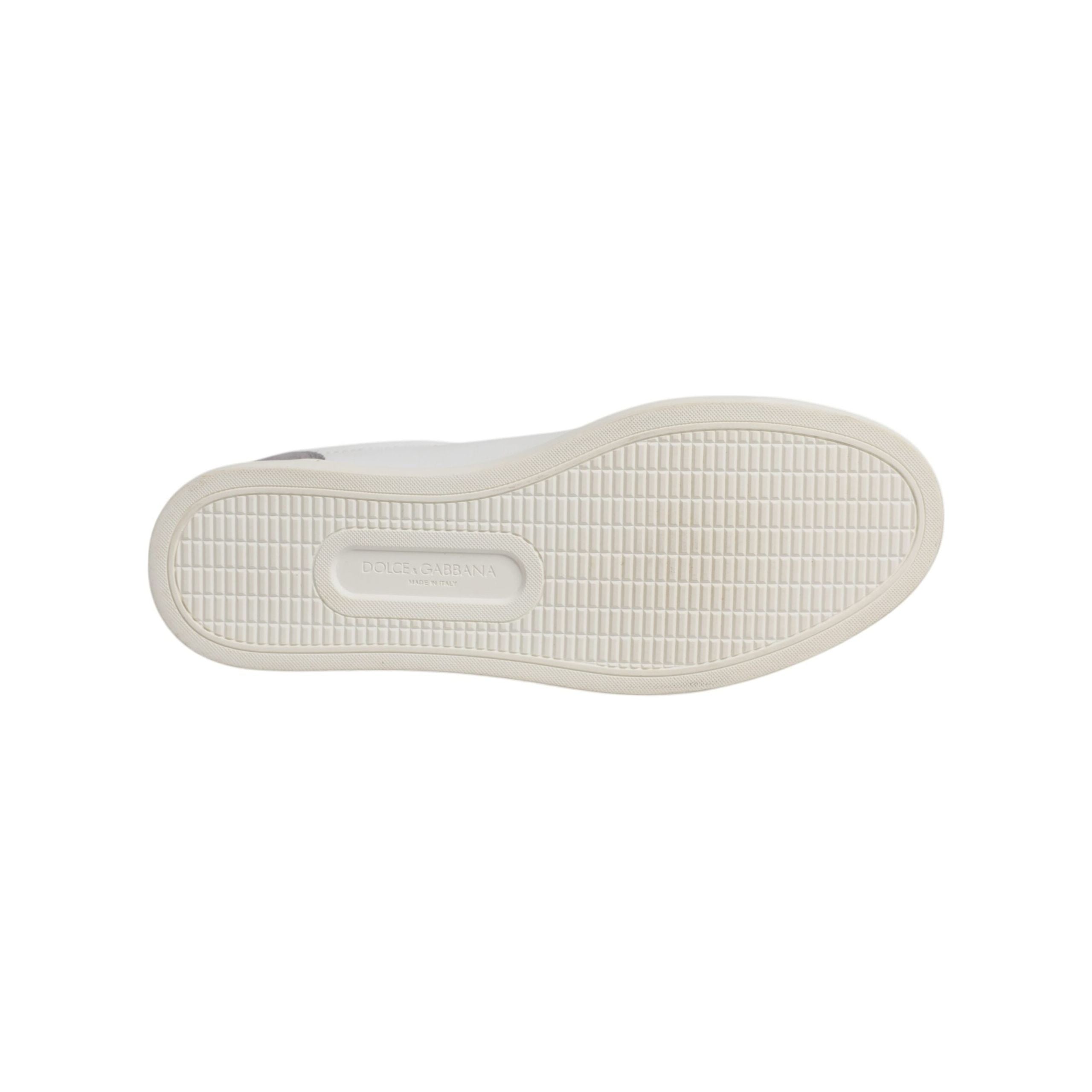 Dolce & Gabbana White Suede Leather Low Top Sneakers