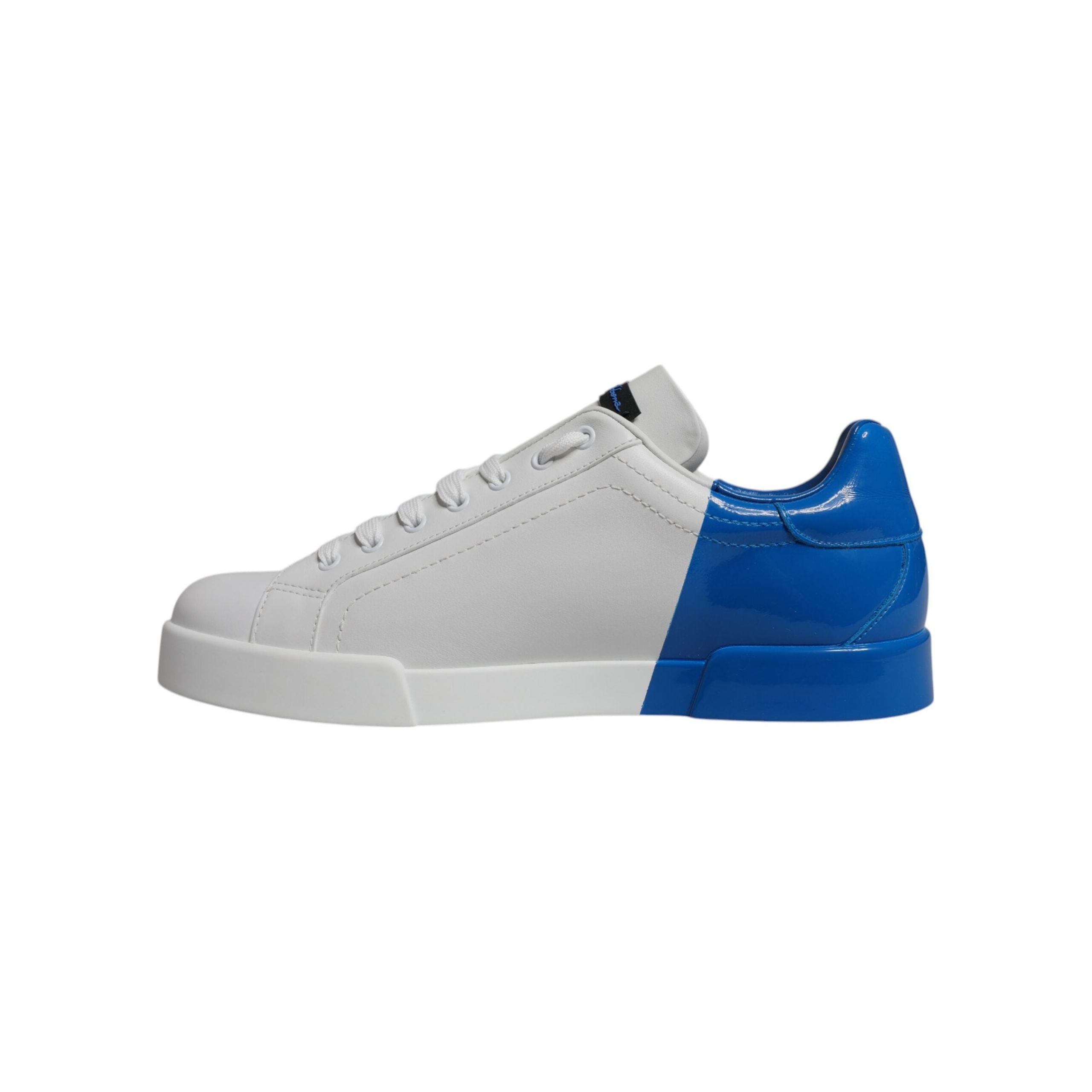 Dolce & Gabbana White Blue Leather Low Top Sneakers Shoes
