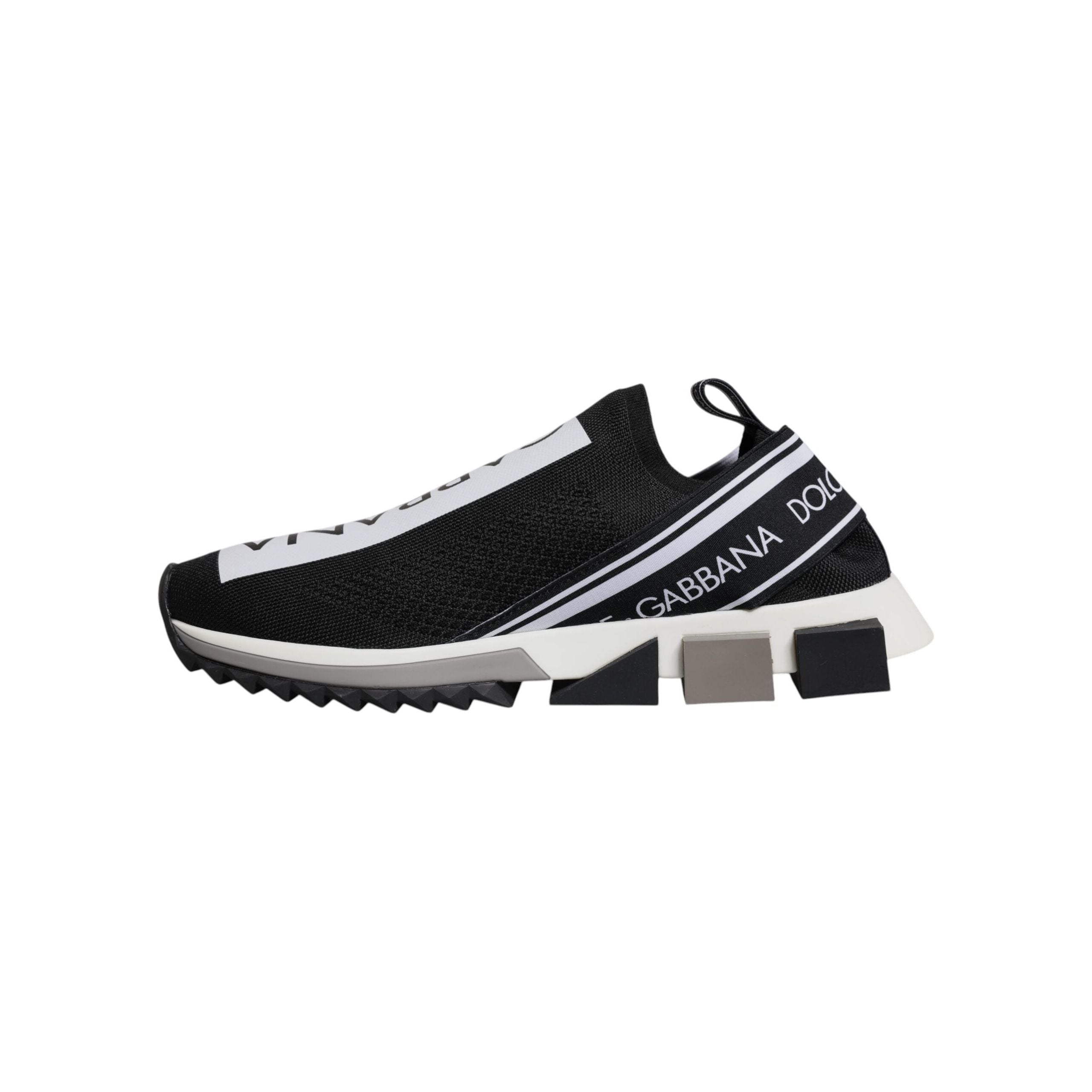 Dolce & Gabbana Black White Fabric Slip On Sorrento Sneakers