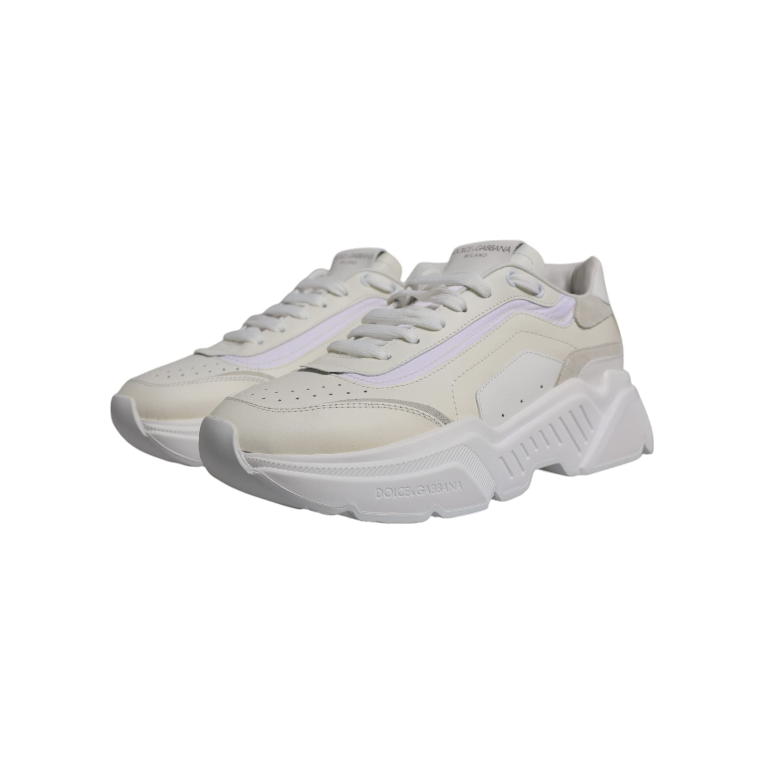 Dolce & Gabbana White Calf Leather Daymaster Sneakers Shoes