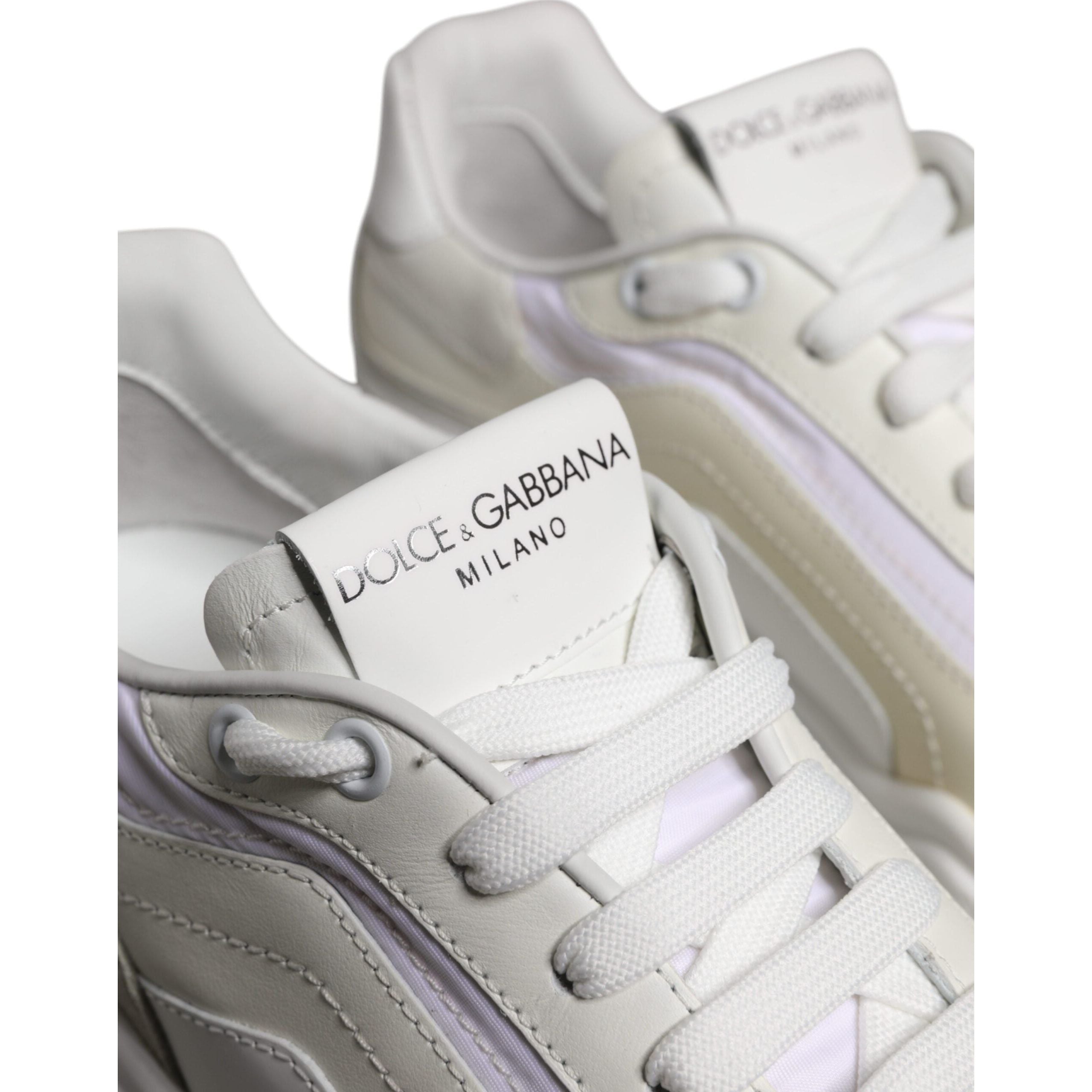 Dolce & Gabbana White Calf Leather Daymaster Sneakers Shoes