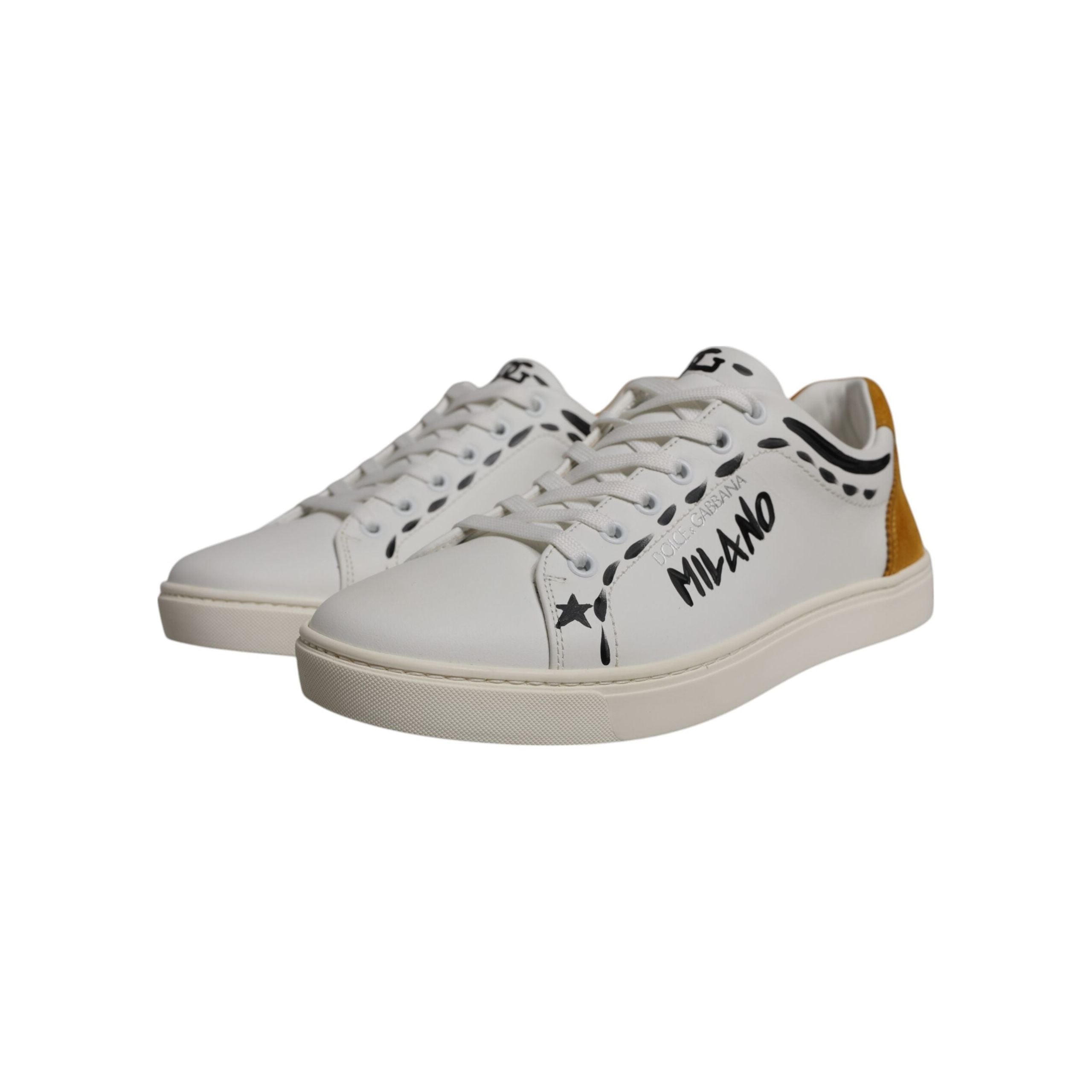 Dolce & Gabbana White Suede Leather Low Top Sneakers