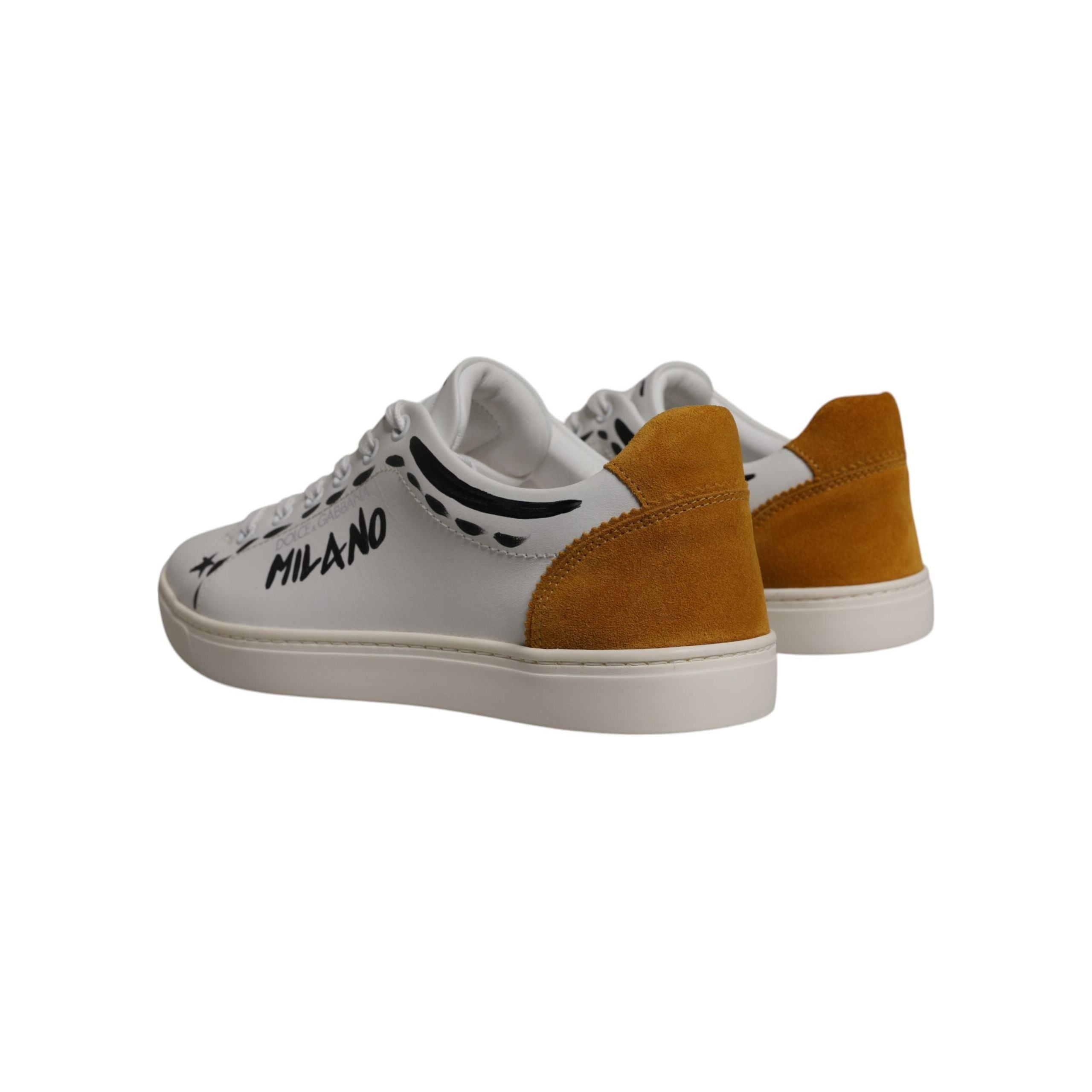 Dolce & Gabbana White Suede Leather Low Top Sneakers