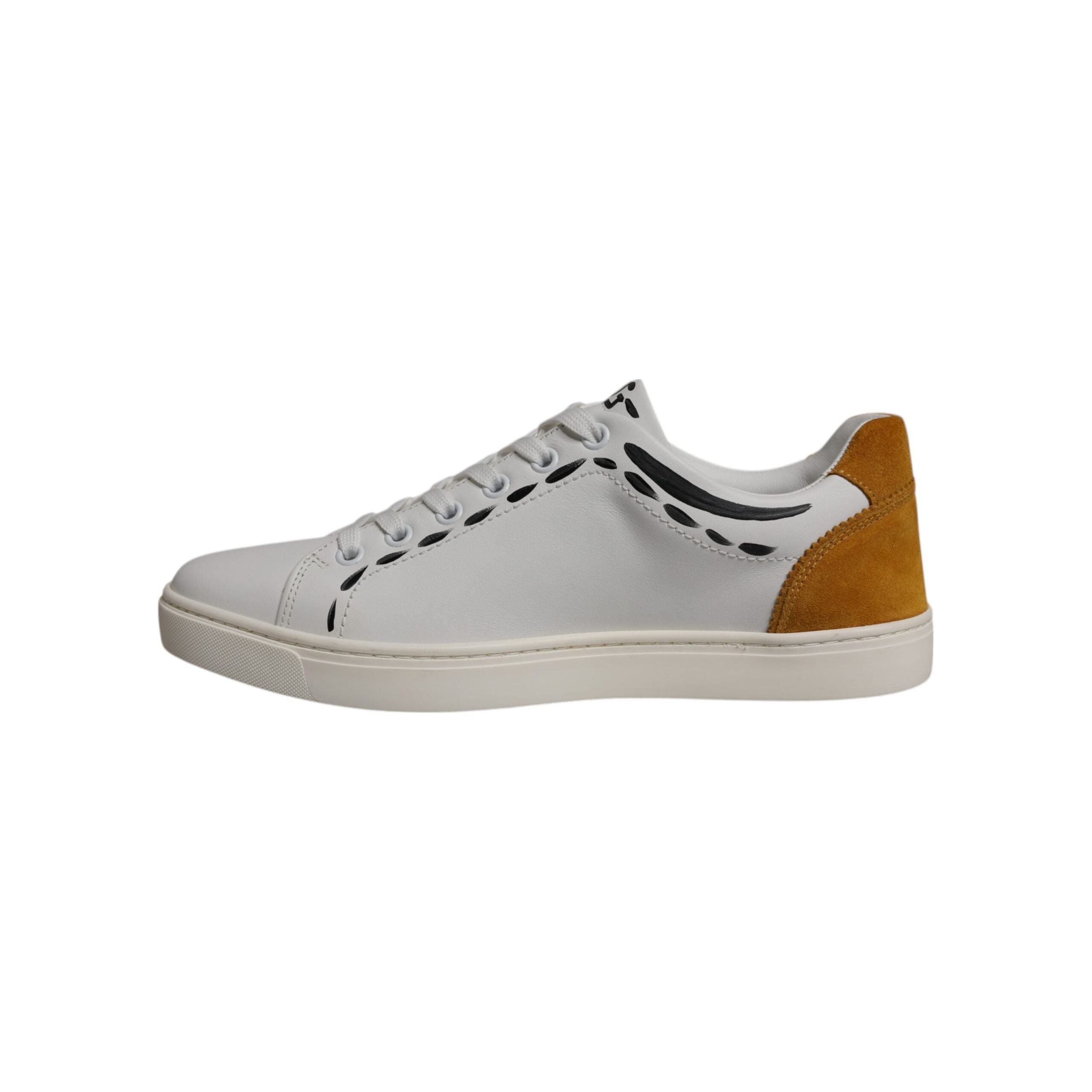 Dolce & Gabbana White Suede Leather Low Top Sneakers