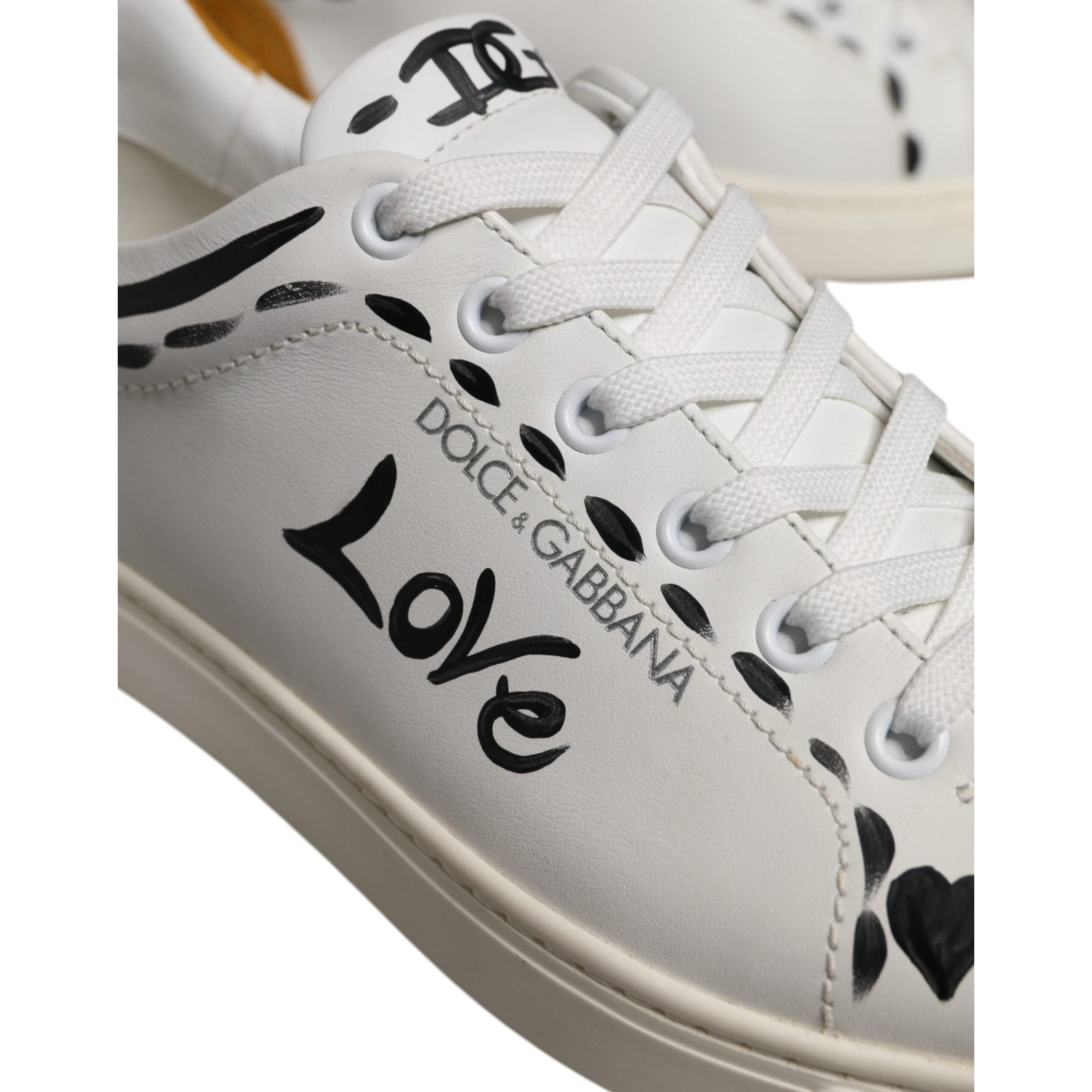 Dolce & Gabbana White Suede Leather Low Top Sneakers