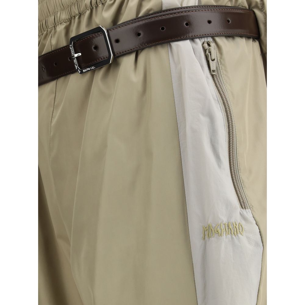 Magliano Black Nylon Pants with Built-in Belt for Elevated Style